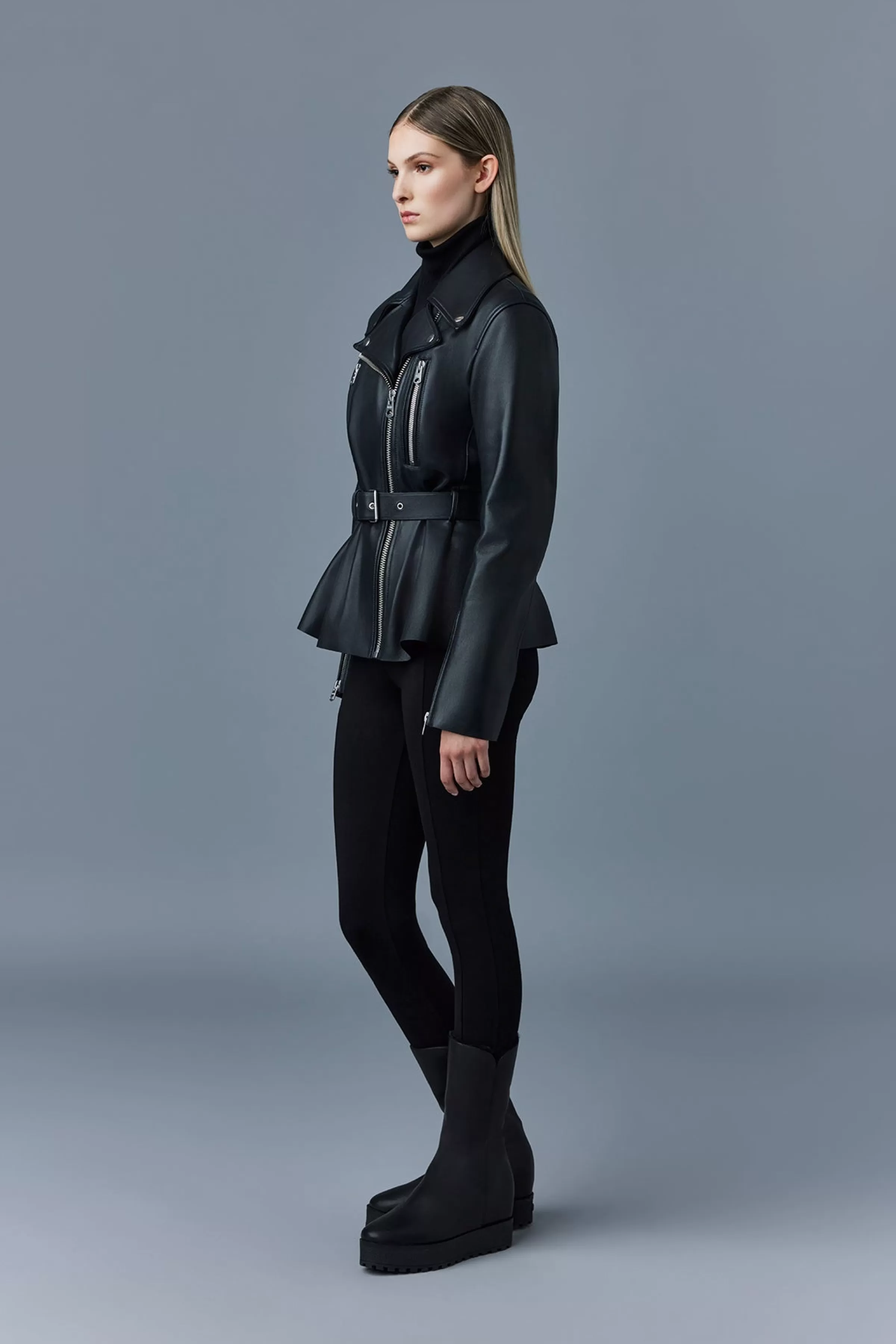 Abigail, Calfskin Biker Jacket With Peplum For Ladies | ® US | Mackage Outlet
