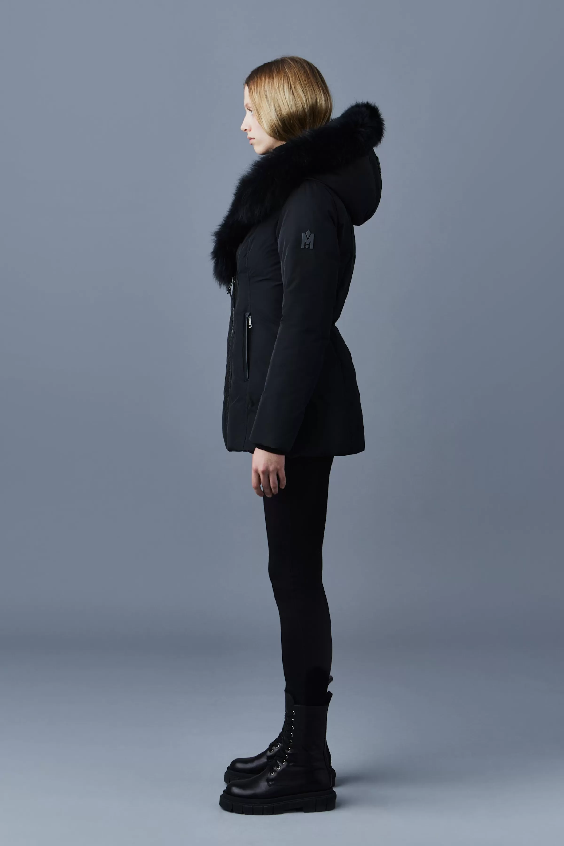 Adali, Down Coat With Blue Fox Fur Signature Collar For Ladies | ® US | Mackage New