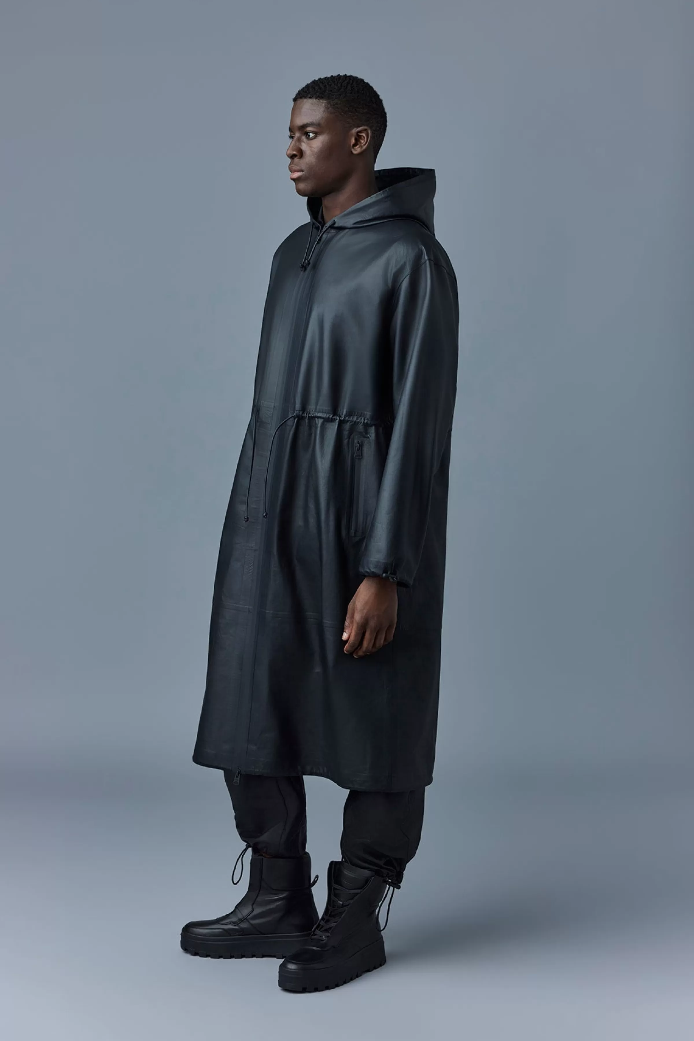 Alban, Monochromatic Leather Coat With Hood For Men | ® US | Mackage Best