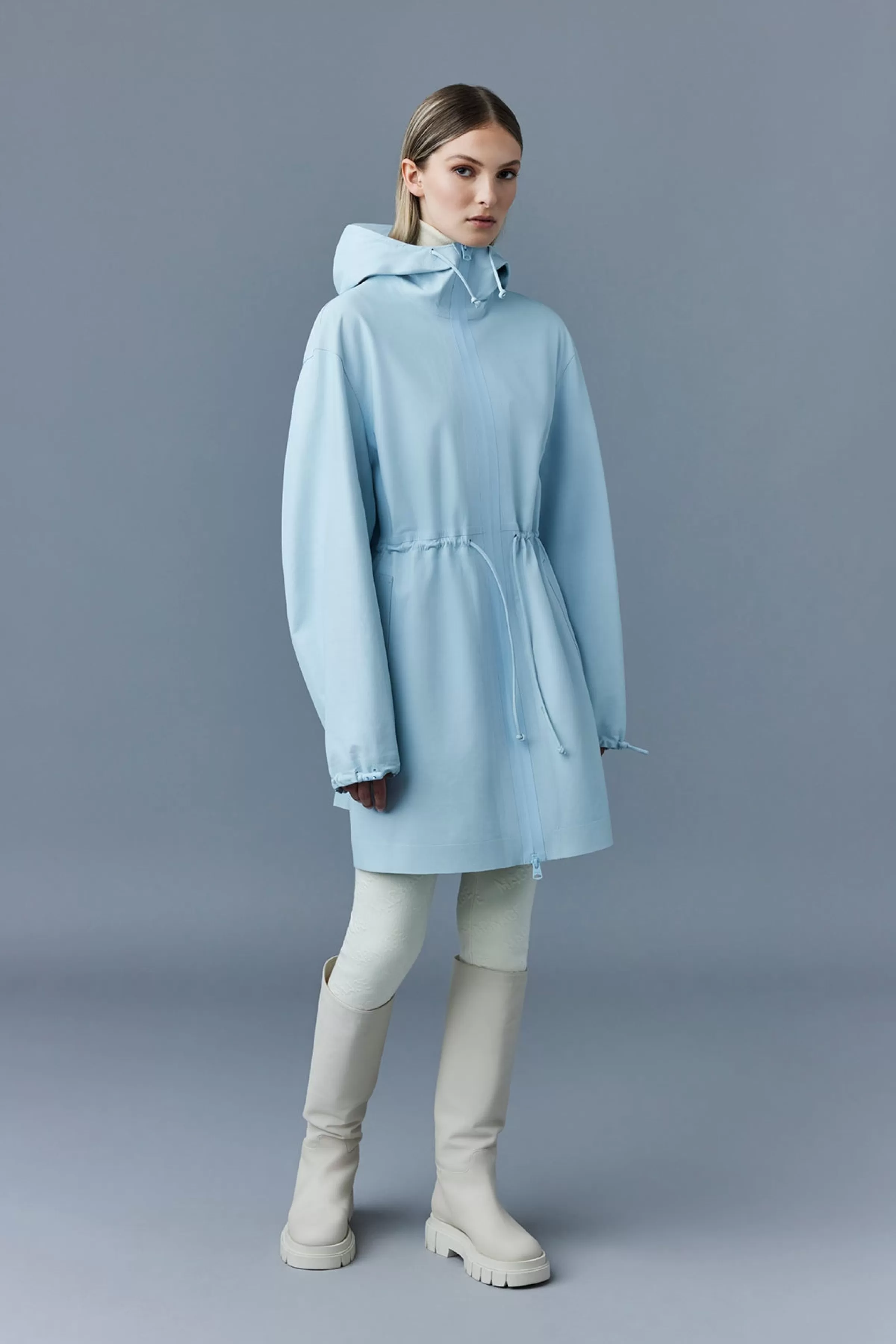 Autumn, Monochromatic Leather Coat With Hood For Ladies | ® US | Mackage Clearance