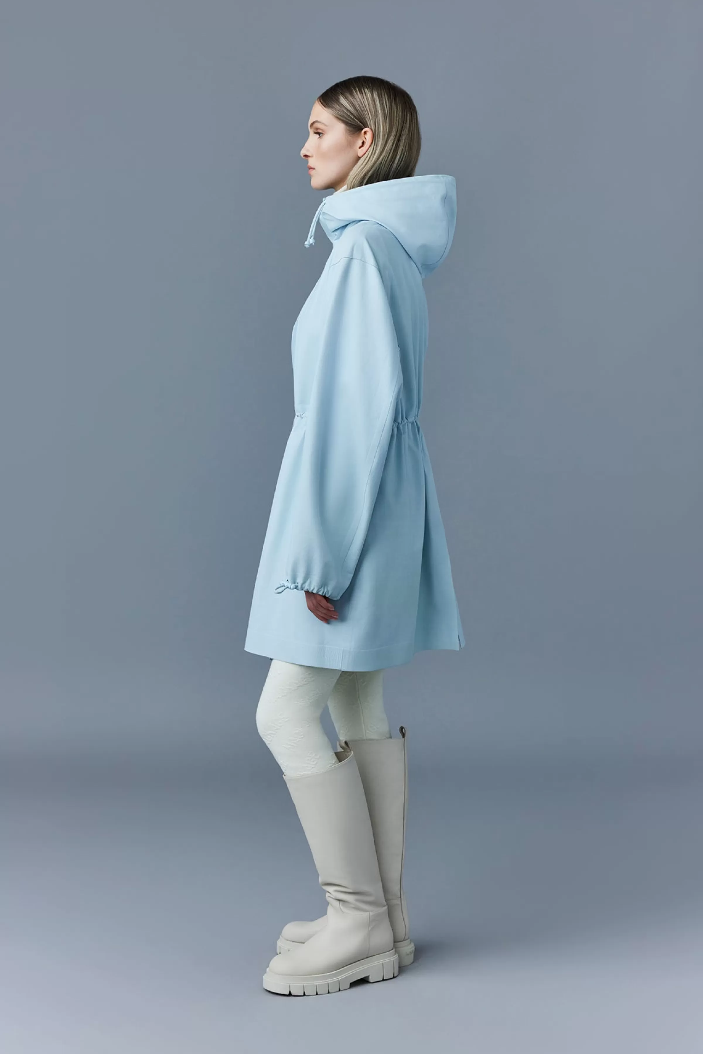 Autumn, Monochromatic Leather Coat With Hood For Ladies | ® US | Mackage Clearance
