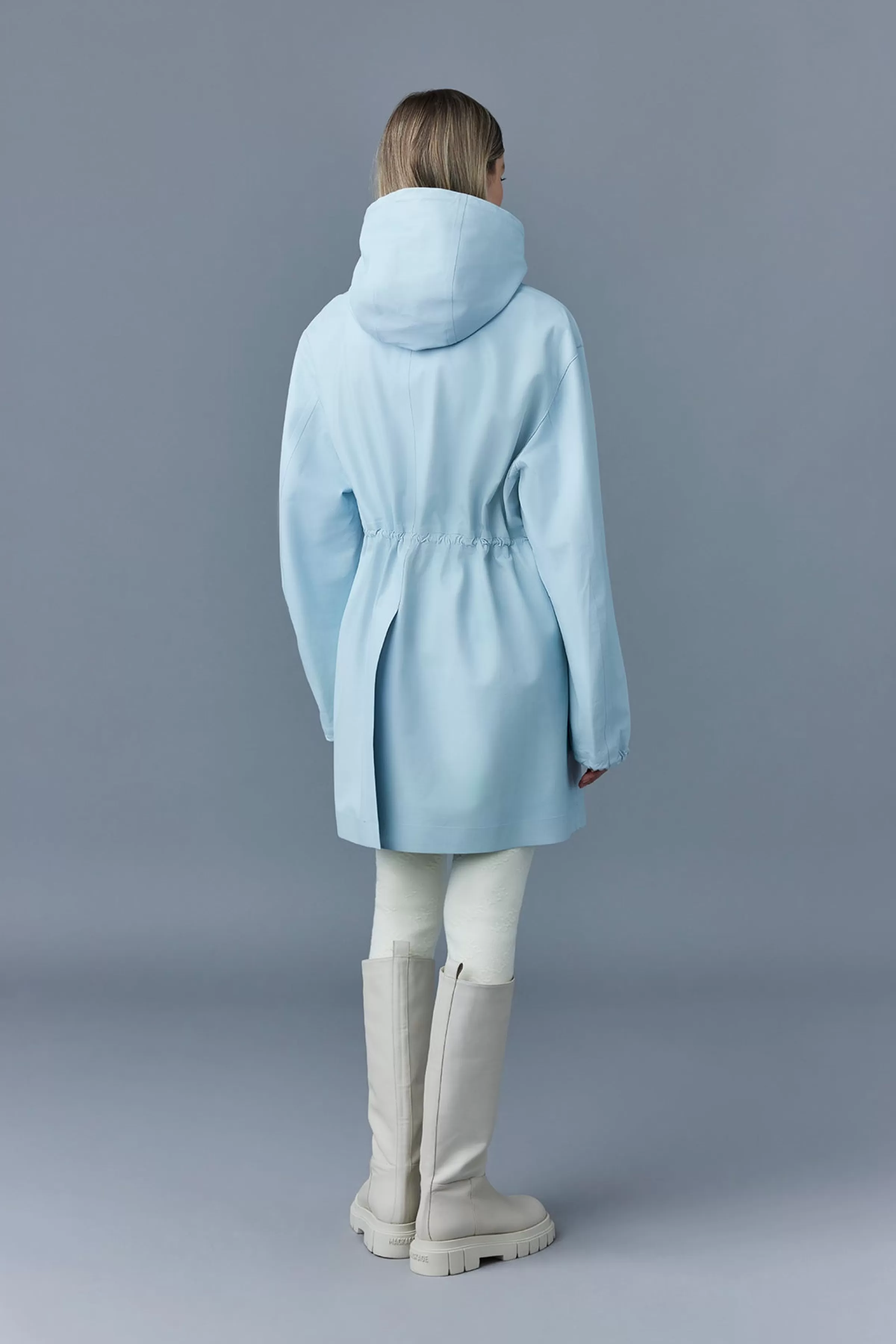 Autumn, Monochromatic Leather Coat With Hood For Ladies | ® US | Mackage Clearance