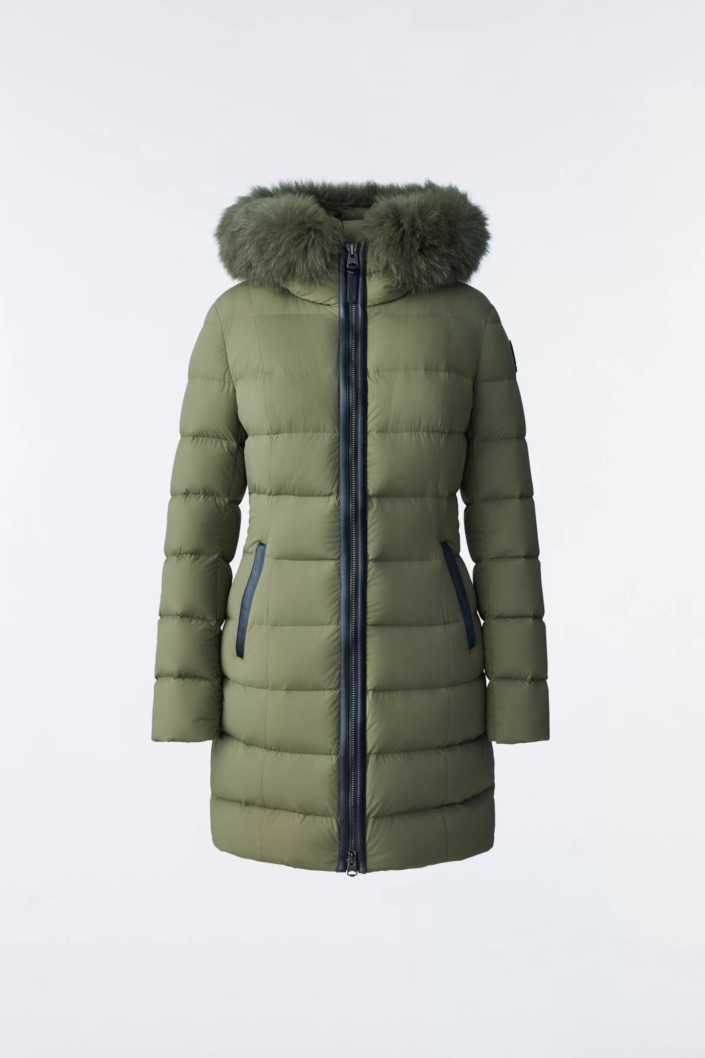 Calla, Agile-360 Stretch Light Down Coat With Blue Fox Fur Collar For Ladies | ® US | Mackage Outlet