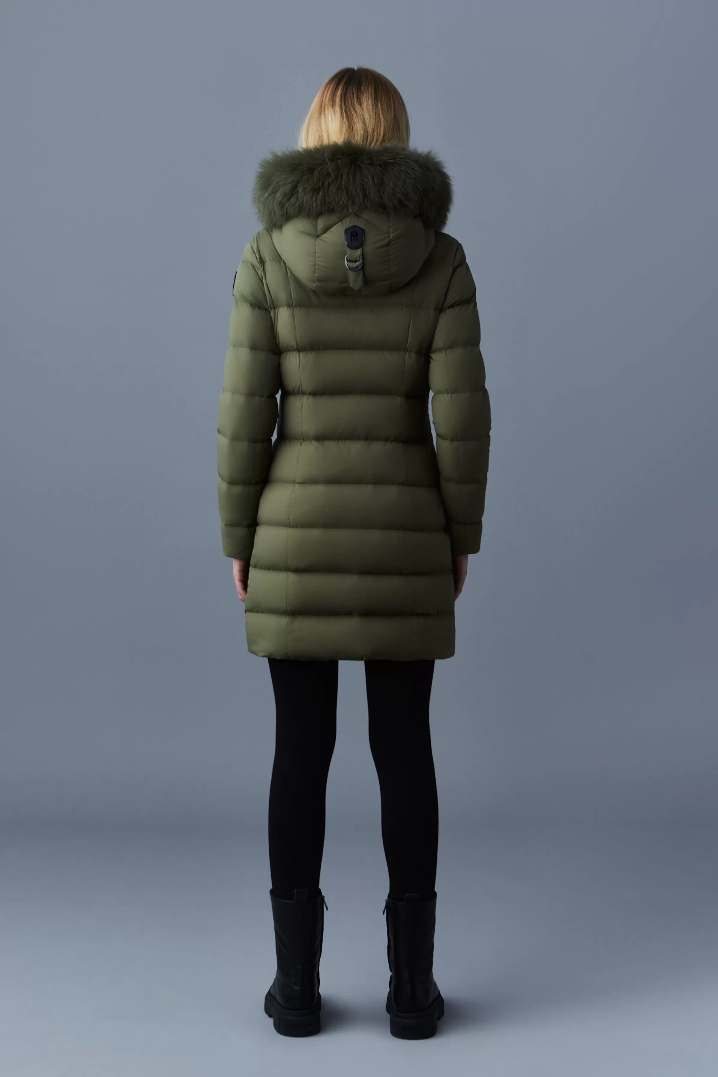 Calla, Agile-360 Stretch Light Down Coat With Blue Fox Fur Collar For Ladies | ® US | Mackage Outlet