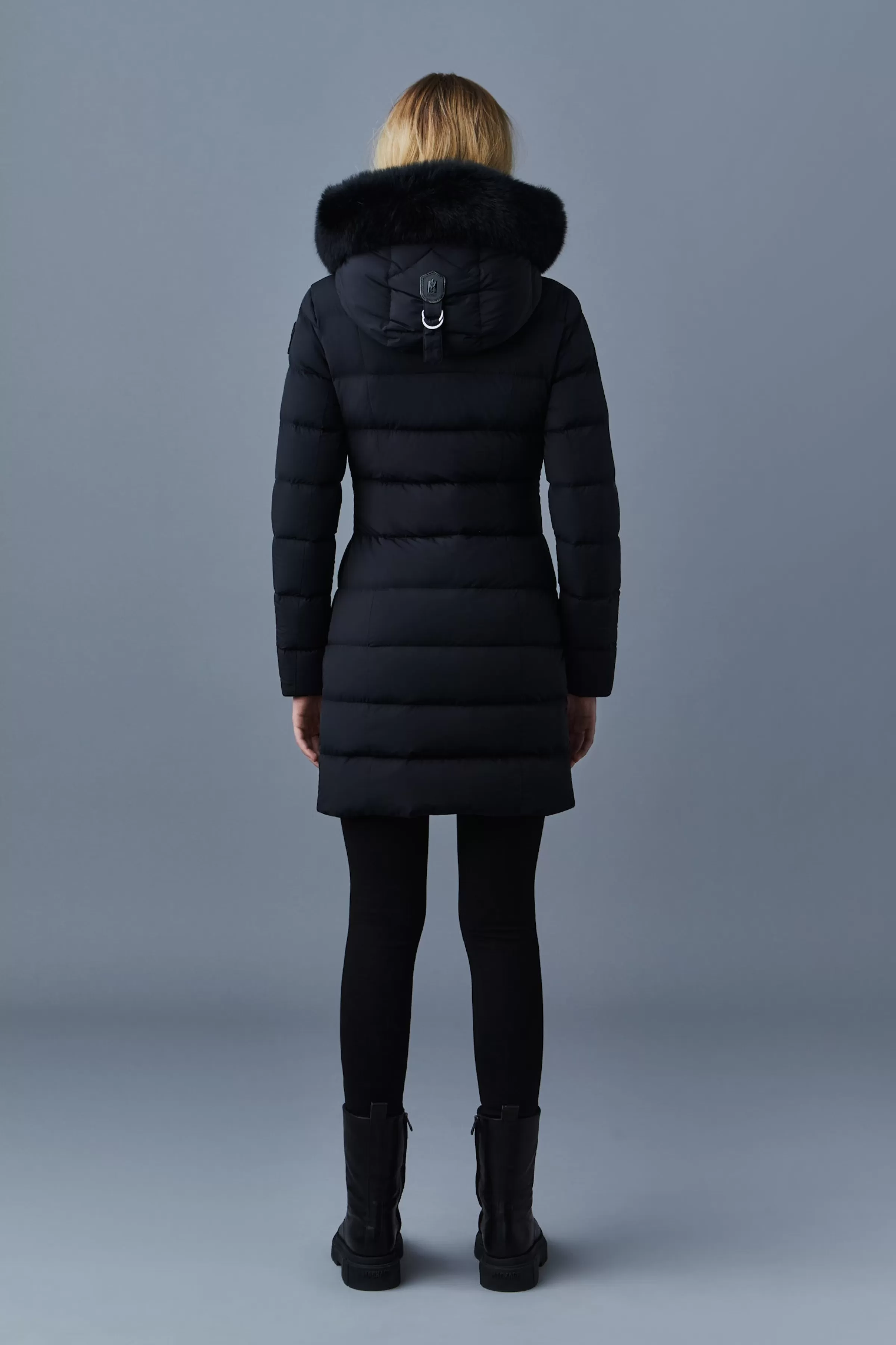 Calla, Agile-360 Stretch Light Down Coat With Blue Fox Fur Collar For Ladies | ® US | Mackage Outlet