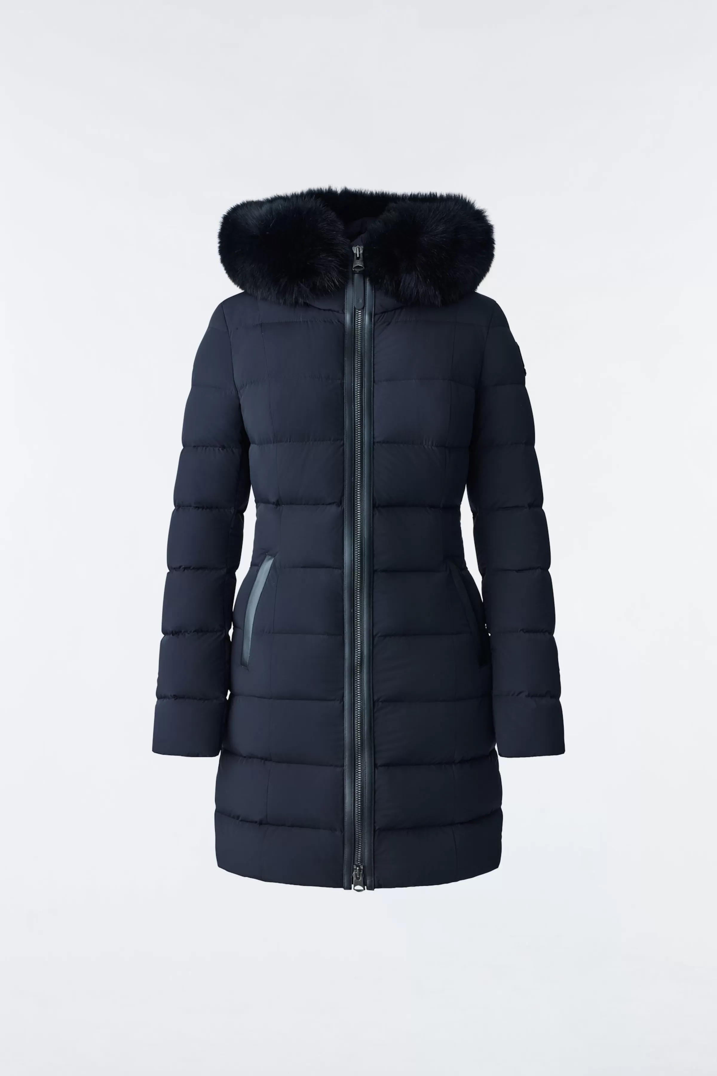 Calla, Agile-360 Stretch Light Down Coat With Blue Fox Fur Collar For Ladies | ® US | Mackage Outlet