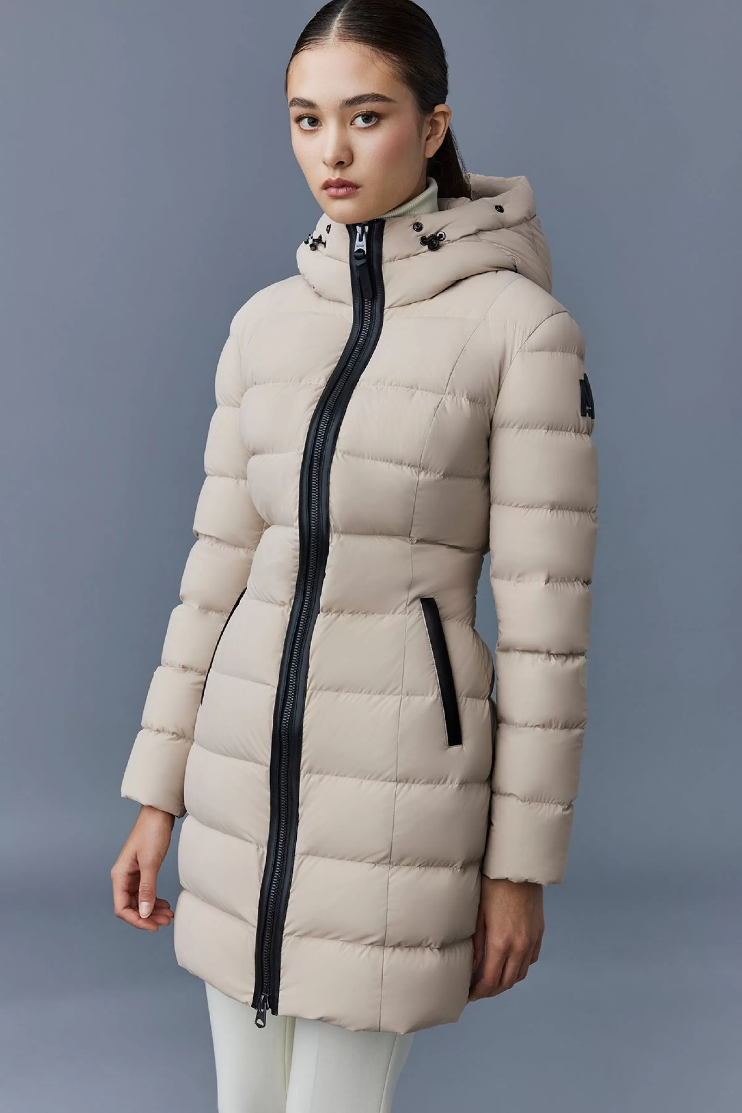 Calla, Agile-360 Stretch Light Down Coat With Blue Fox Fur Collar For Ladies | ® US | Mackage Outlet