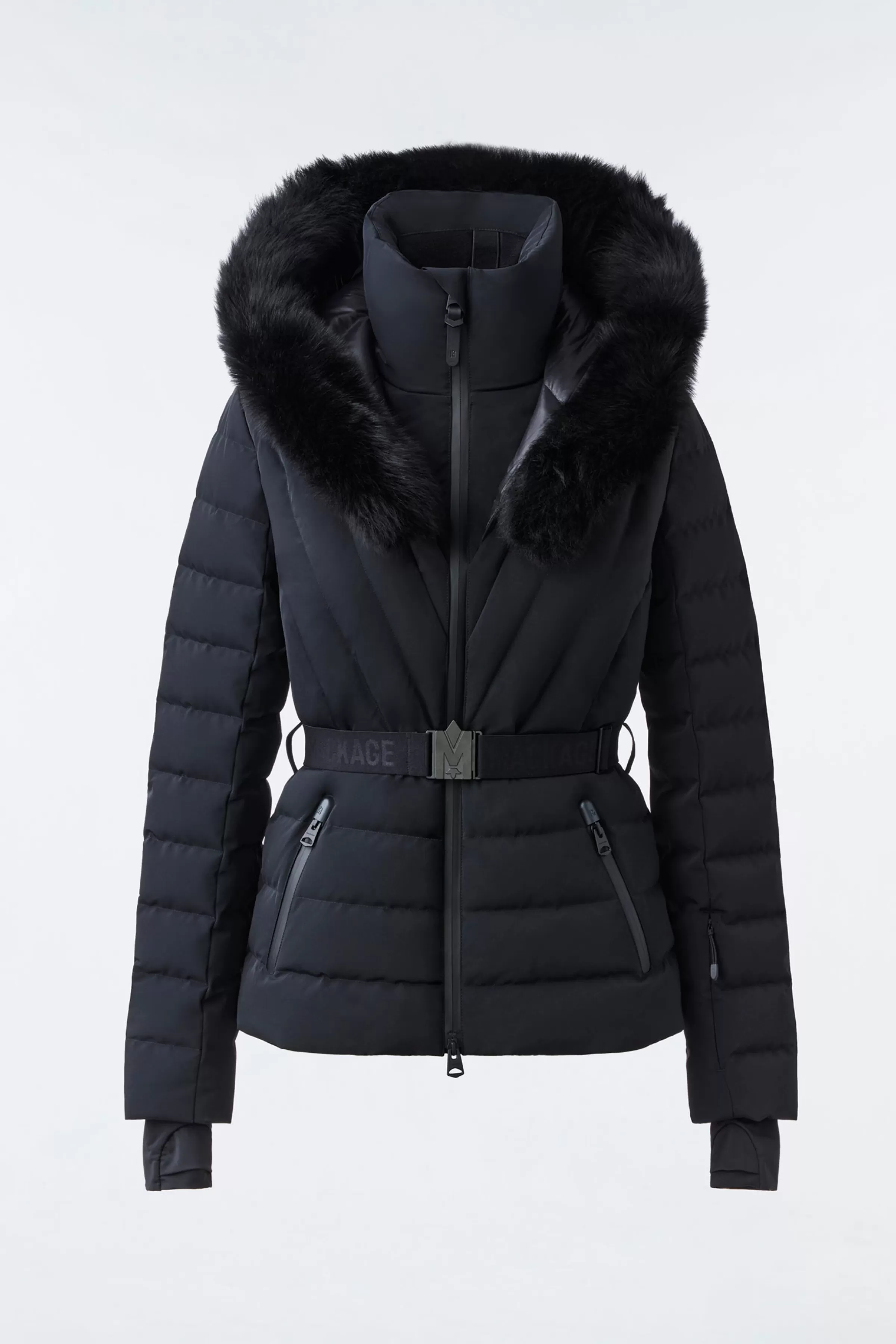 Elita, Down Ski Jacket With Removable Blue Fox Fur Trim For Ladies | ® US | Mackage Shop