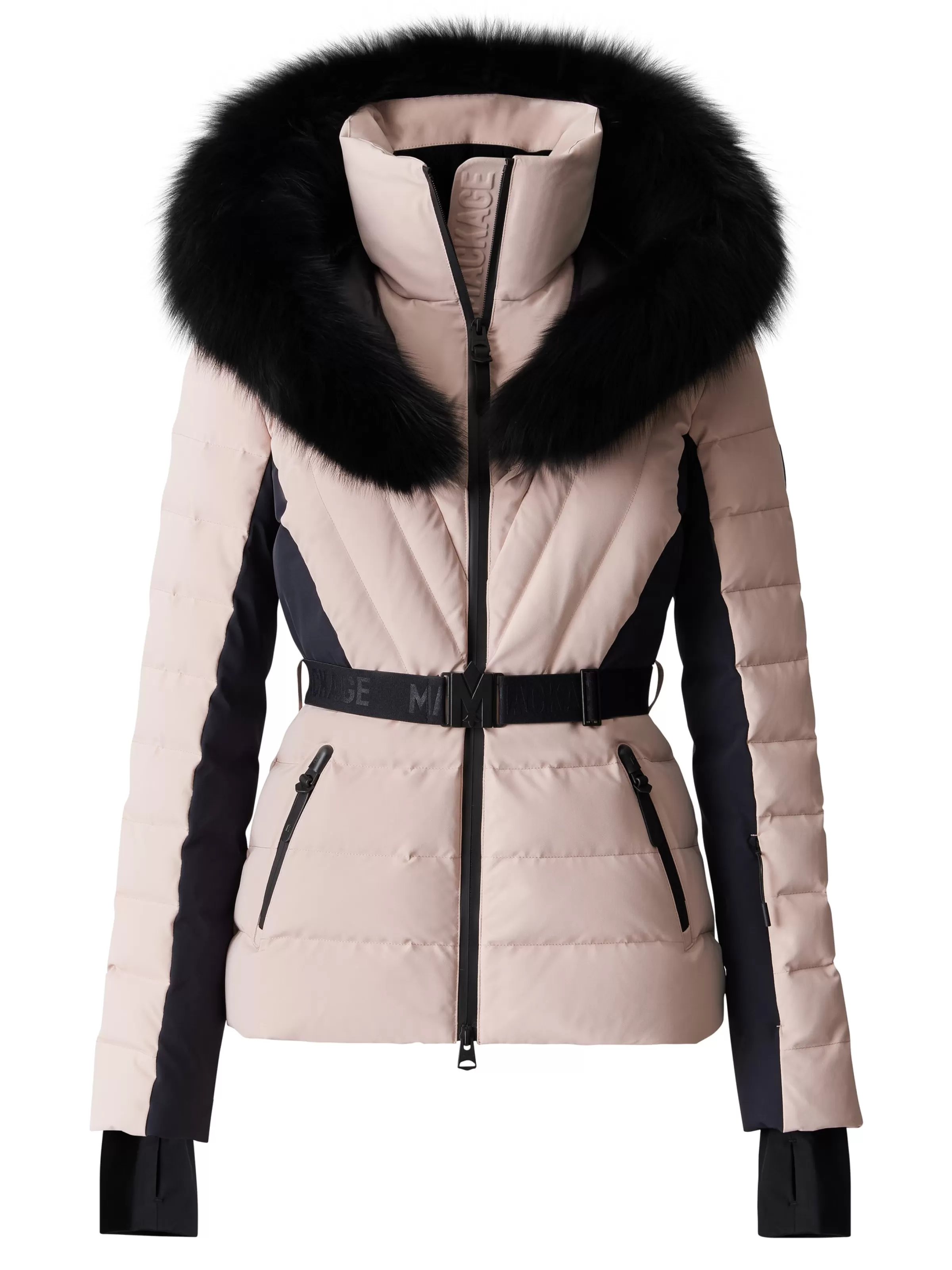 Elita, Down Ski Jacket With Removable Blue Fox Fur Trim For Ladies | ® US | Mackage Shop