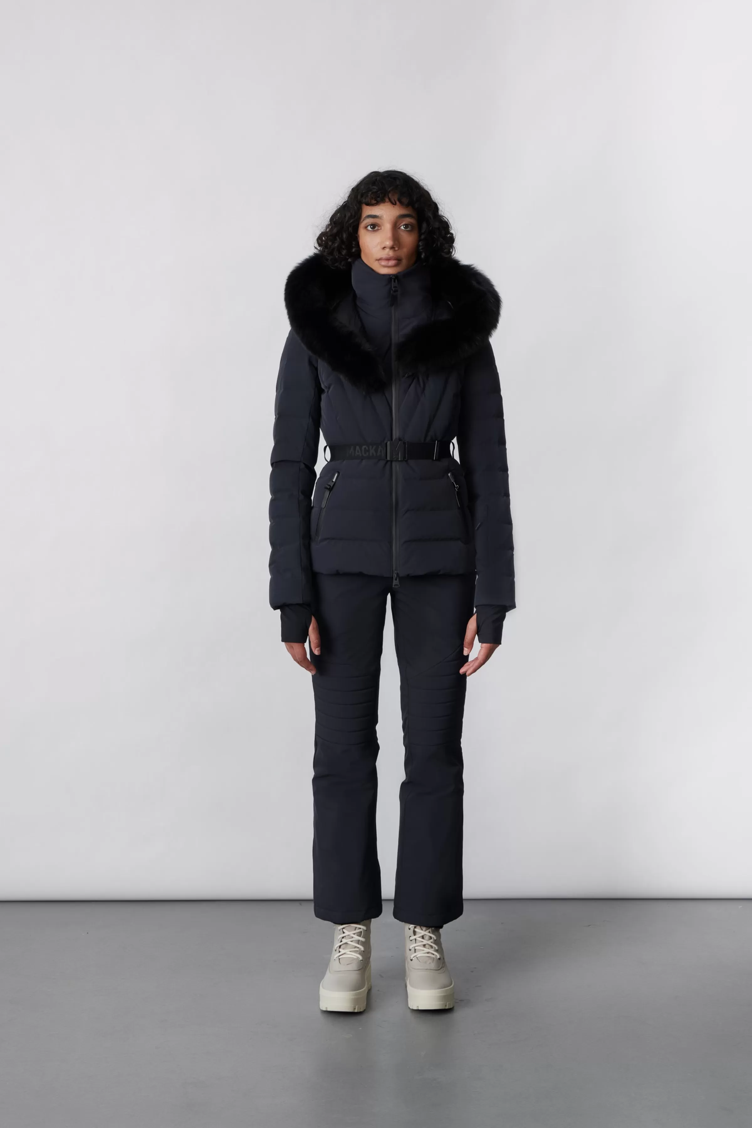 Elita, Down Ski Jacket With Removable Blue Fox Fur Trim For Ladies | ® US | Mackage Shop