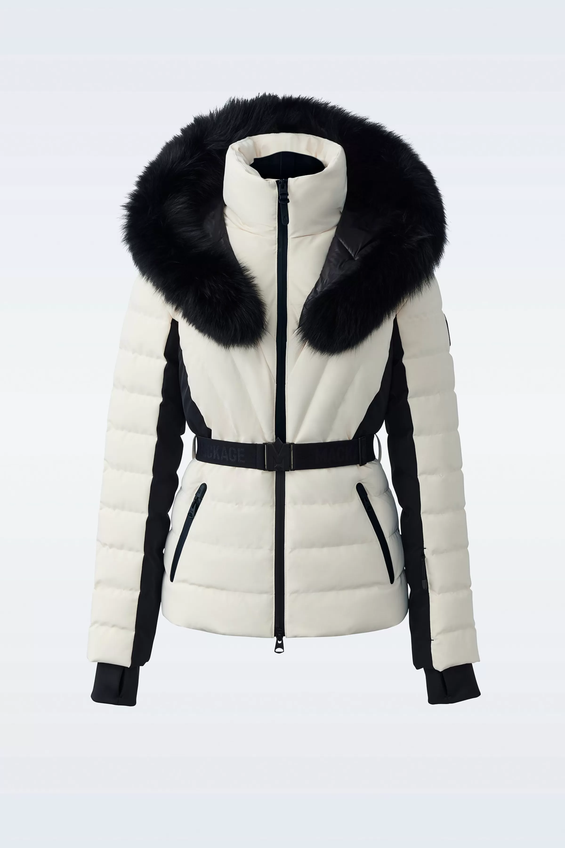 Elita, Down Ski Jacket With Removable Blue Fox Fur Trim For Ladies | ® US | Mackage Shop
