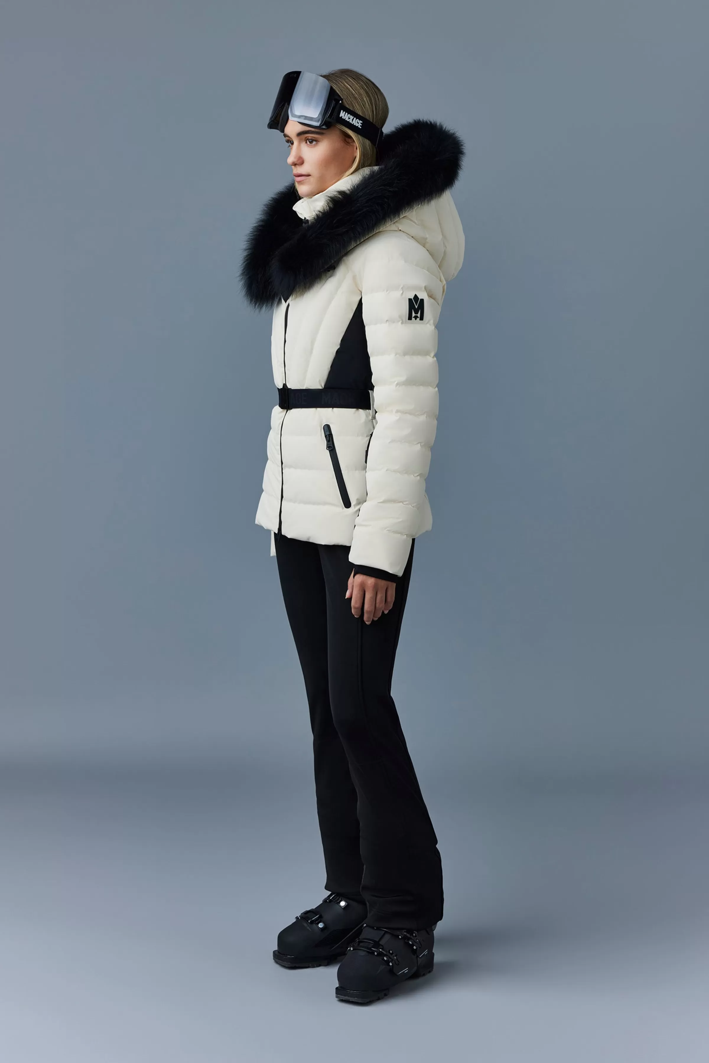 Elita, Down Ski Jacket With Removable Blue Fox Fur Trim For Ladies | ® US | Mackage Shop