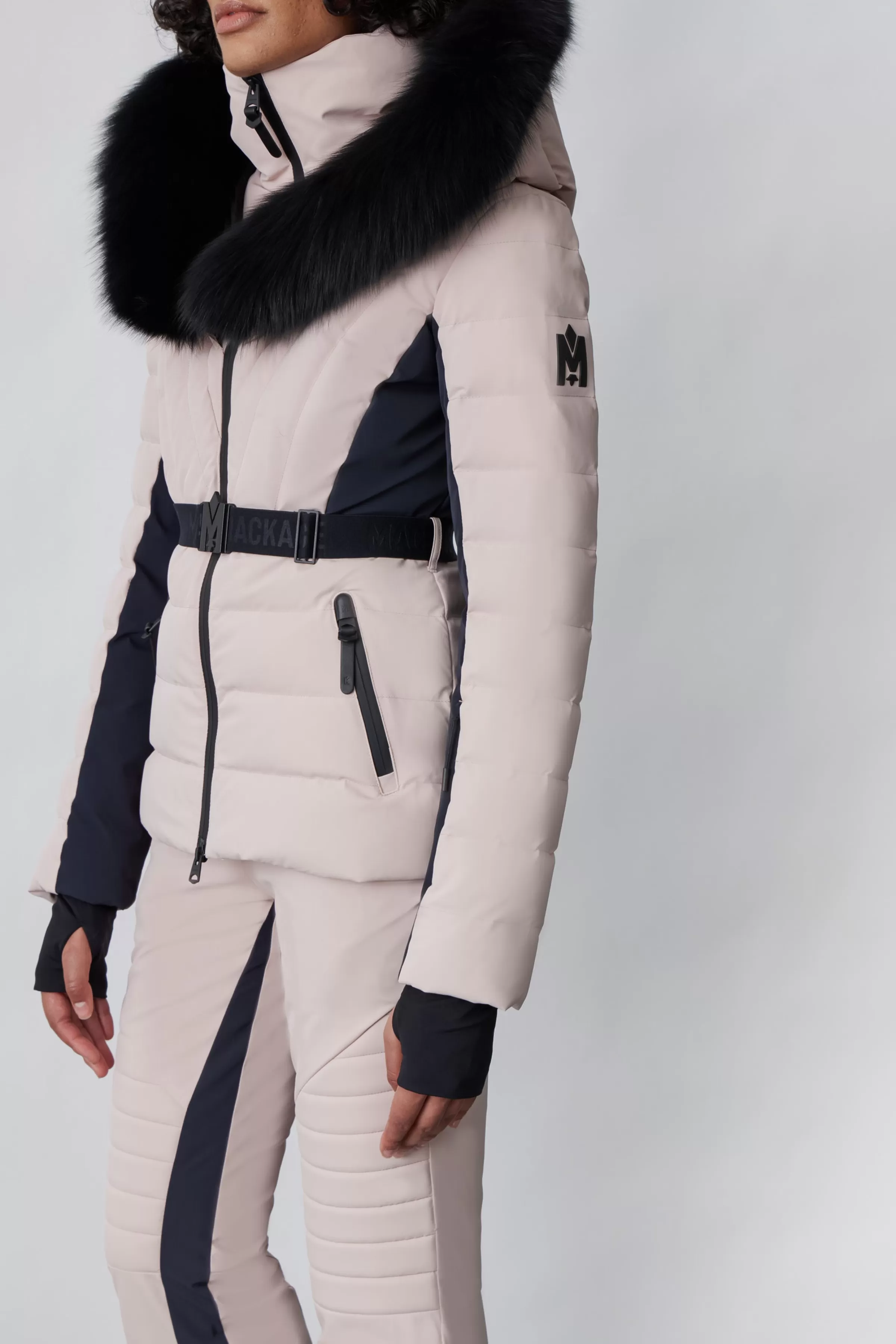 Elita, Down Ski Jacket With Removable Blue Fox Fur Trim For Ladies | ® US | Mackage Shop