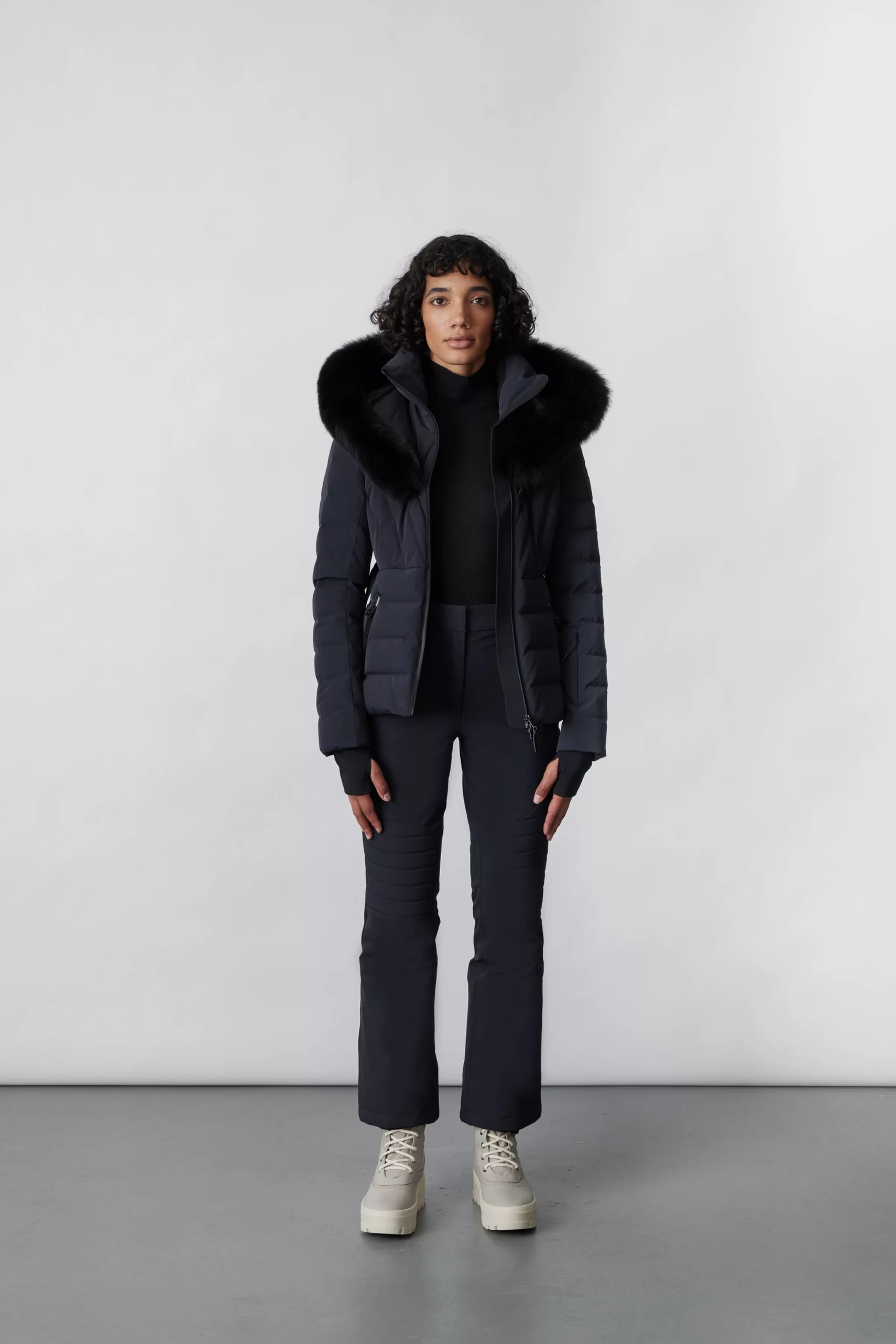 Elita, Down Ski Jacket With Removable Blue Fox Fur Trim For Ladies | ® US | Mackage Shop