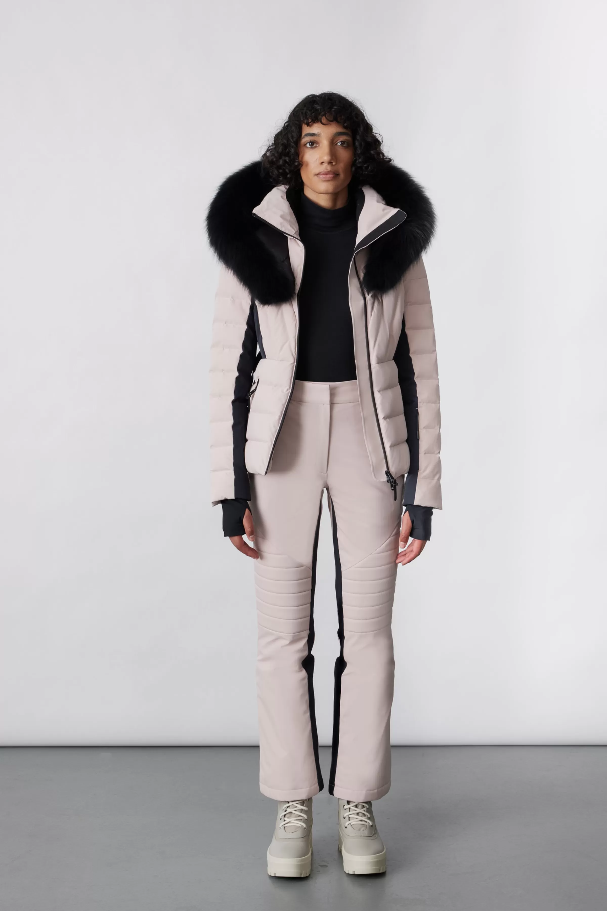 Elita, Down Ski Jacket With Removable Blue Fox Fur Trim For Ladies | ® US | Mackage Shop