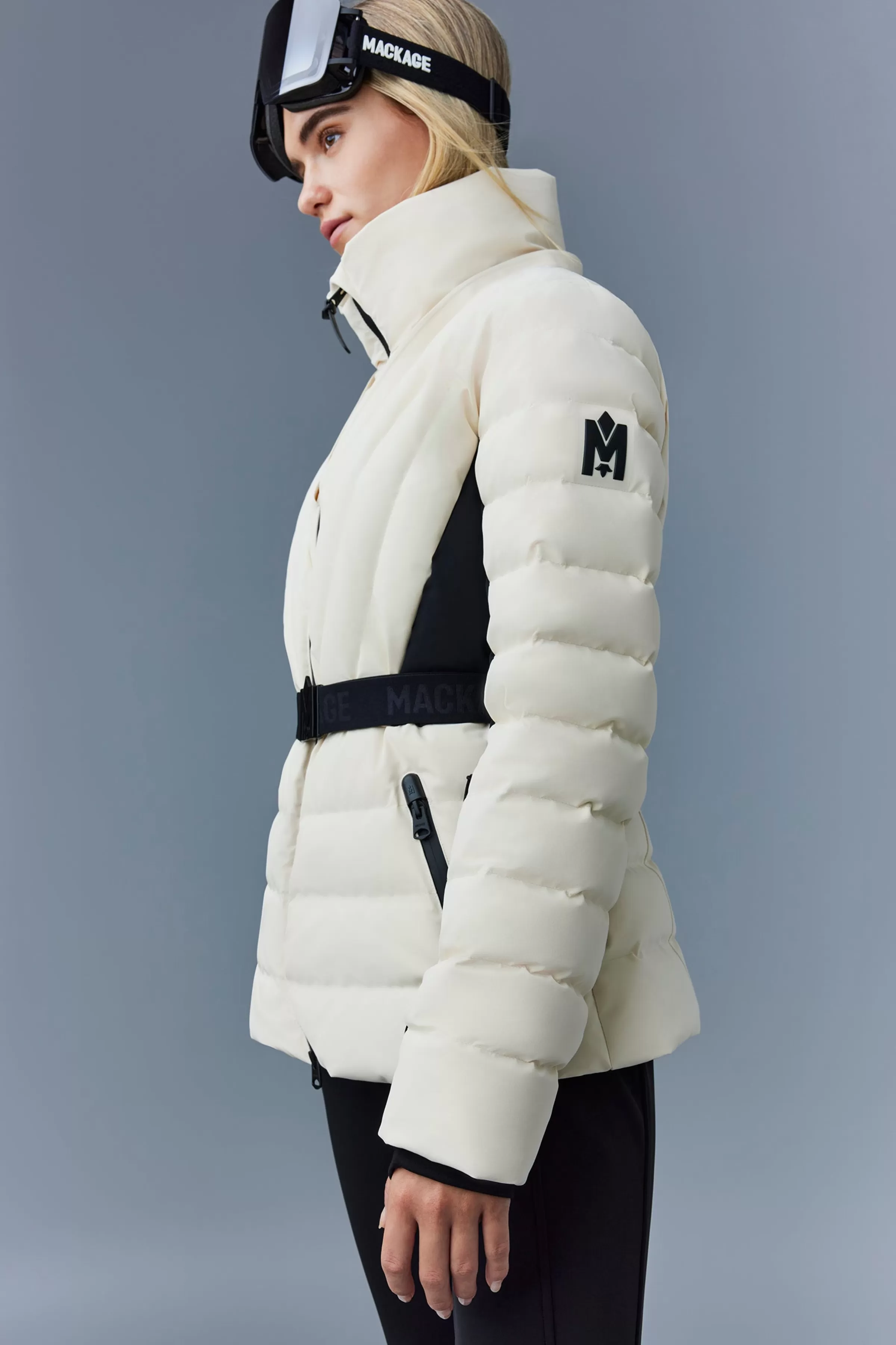 Elita, Down Ski Jacket With Removable Blue Fox Fur Trim For Ladies | ® US | Mackage Shop