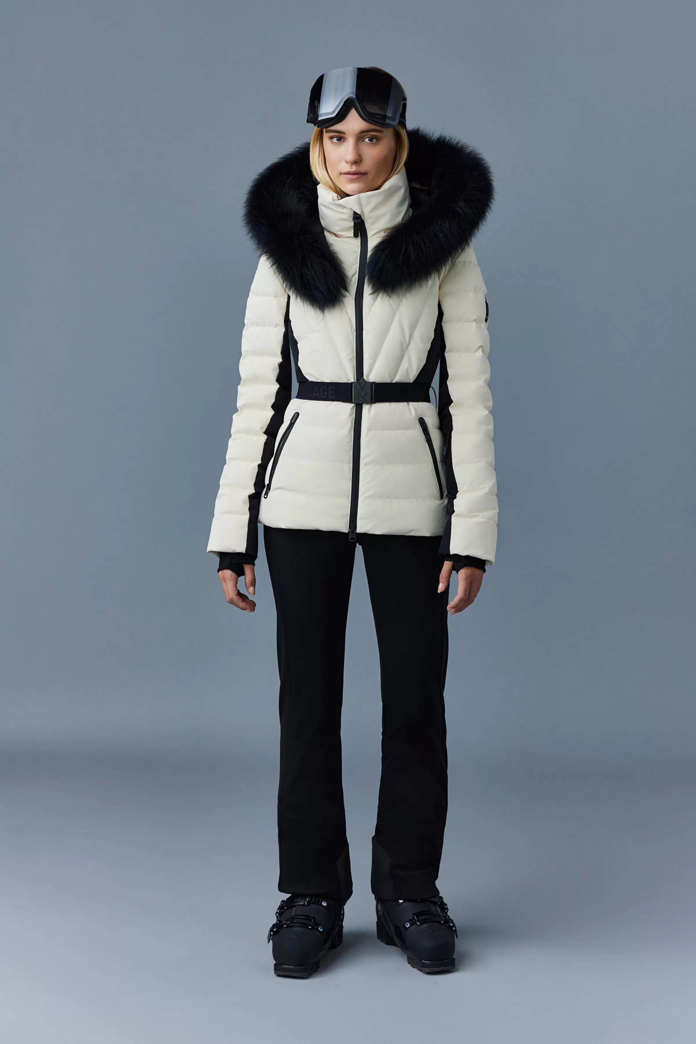 Elita, Down Ski Jacket With Removable Blue Fox Fur Trim For Ladies | ® US | Mackage Clearance