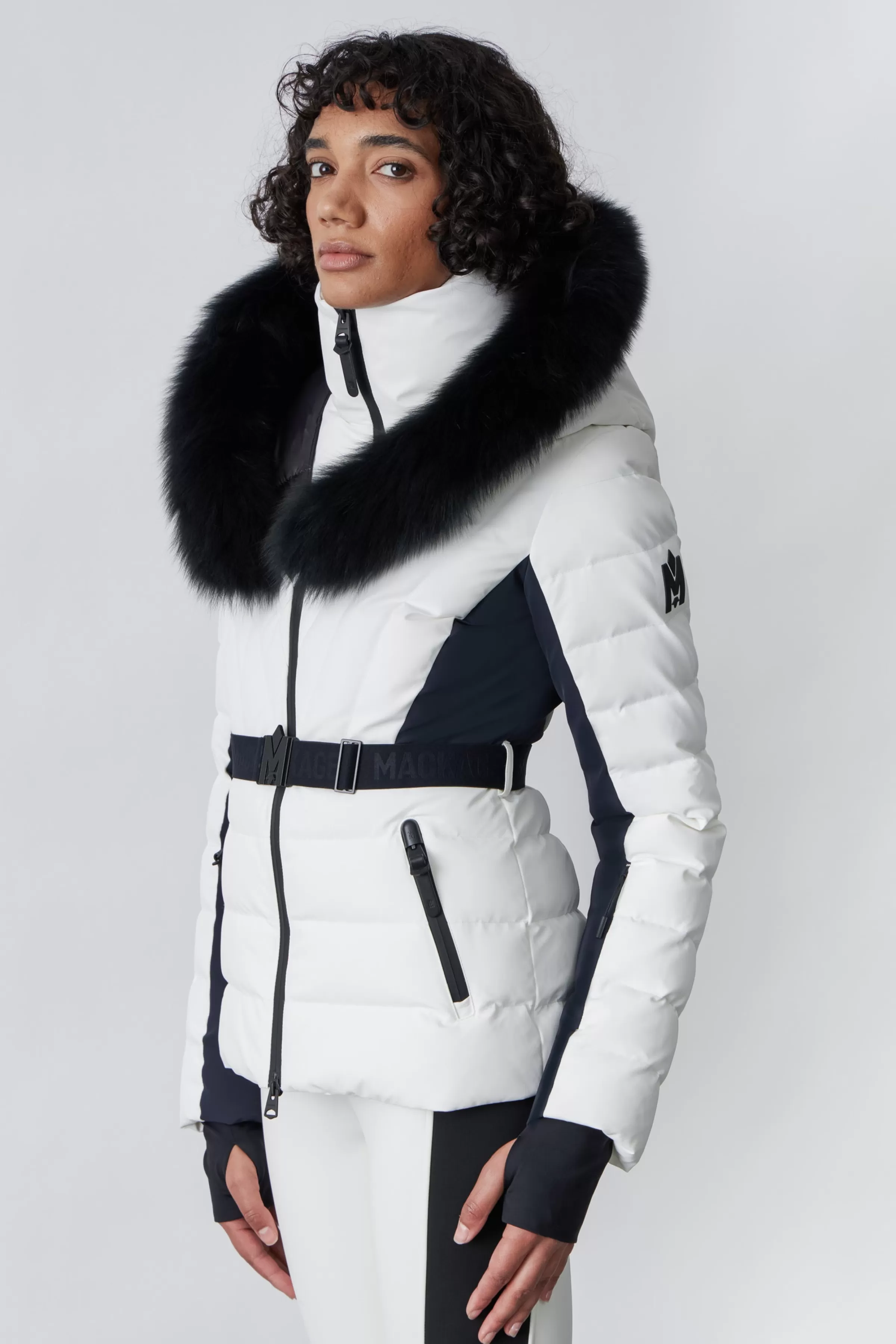 Elita, Down Ski Jacket With Removable Blue Fox Fur Trim For Ladies | ® US | Mackage Clearance