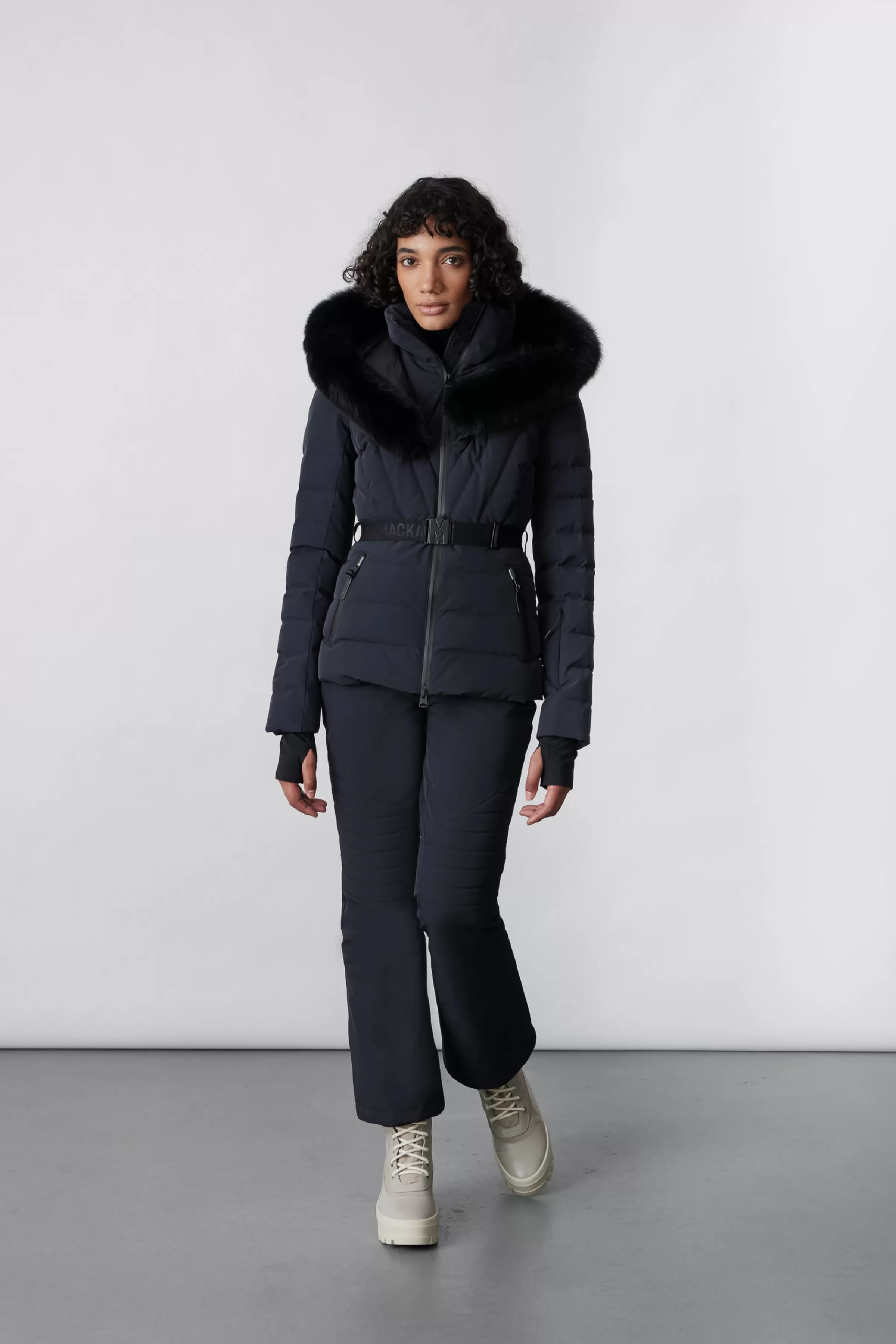 Elita, Down Ski Jacket With Removable Blue Fox Fur Trim For Ladies | ® US | Mackage Clearance
