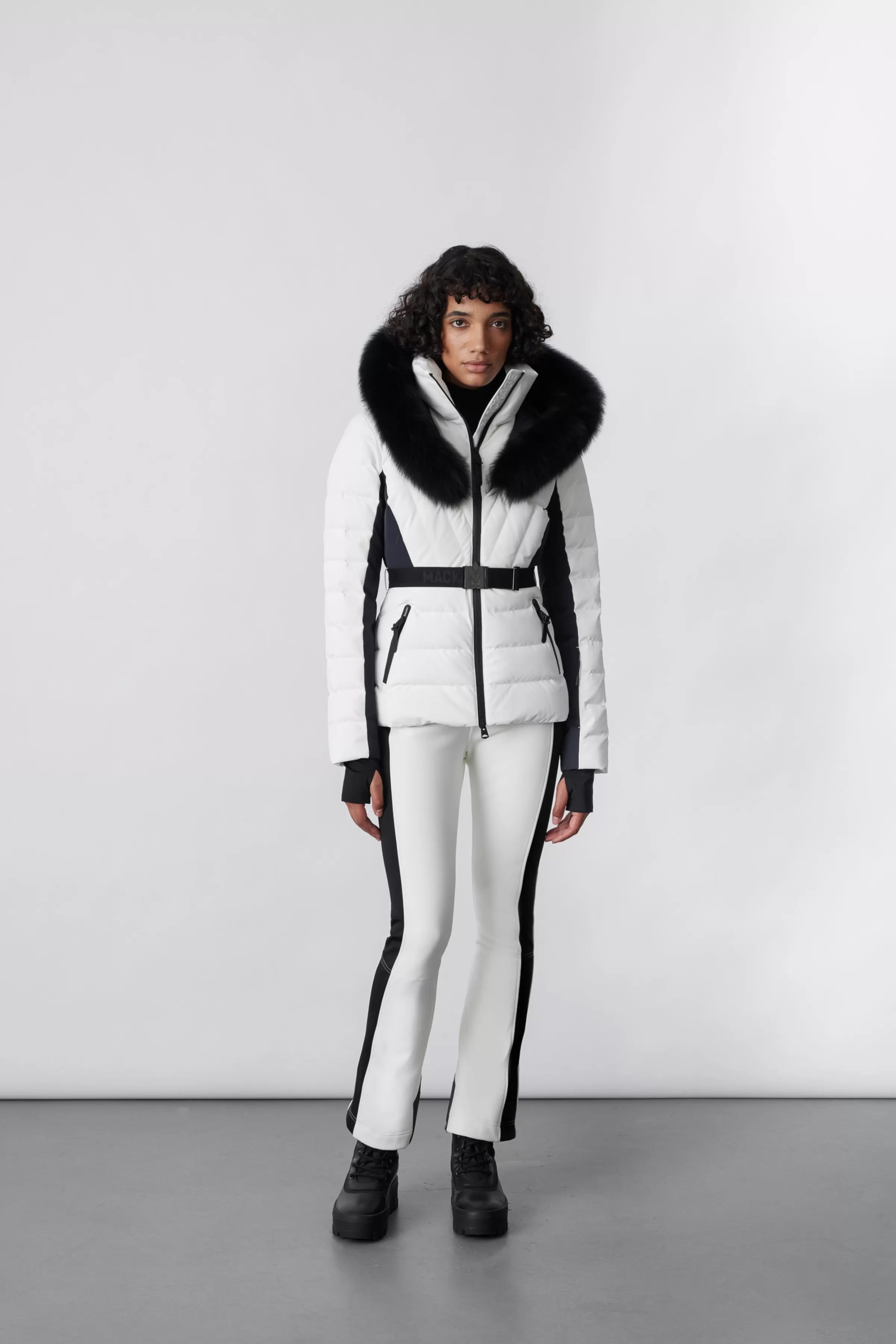 Elita, Down Ski Jacket With Removable Blue Fox Fur Trim For Ladies | ® US | Mackage Clearance