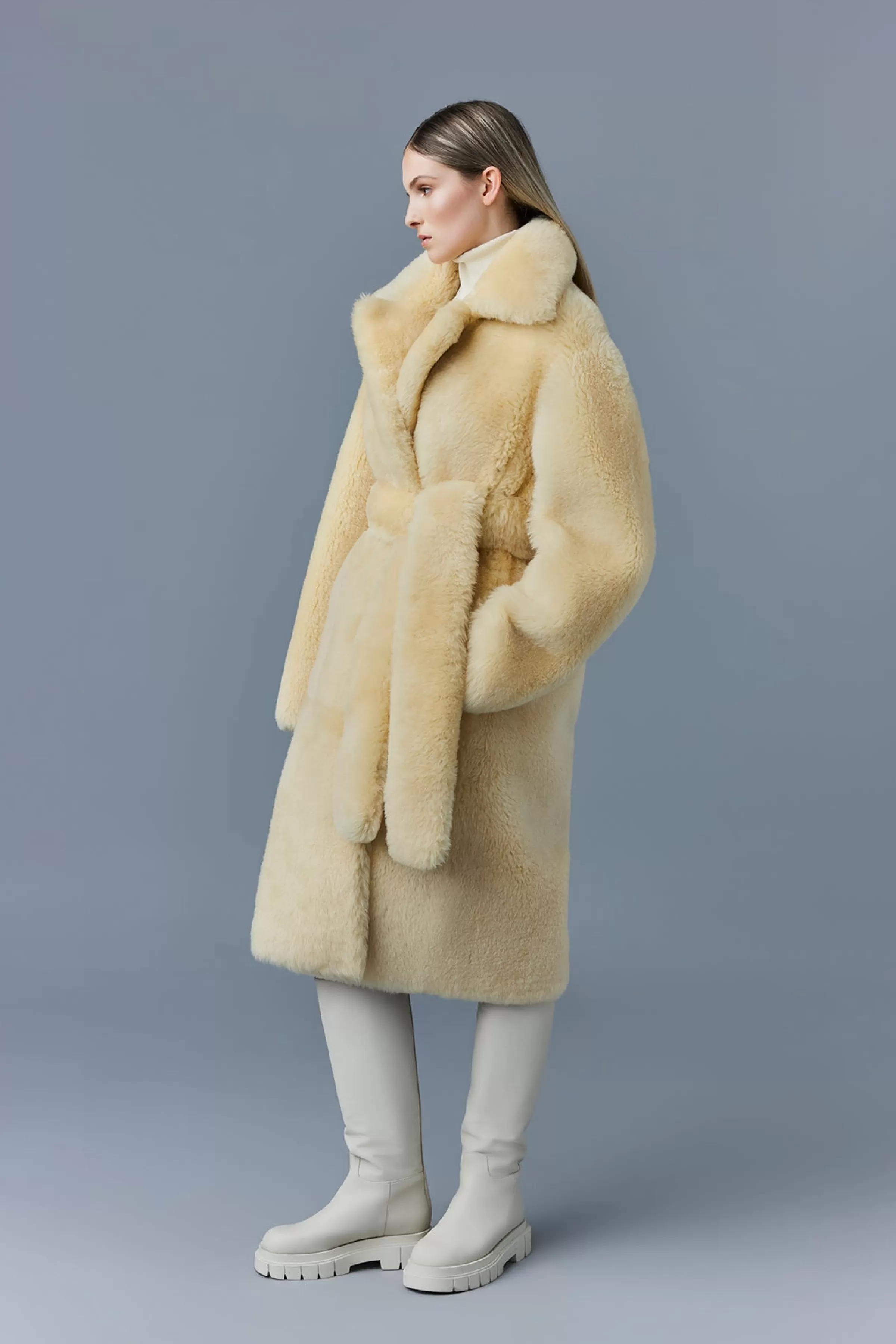 Etienne, Shearling Coat With Belt For Ladies | ® US | Mackage Outlet