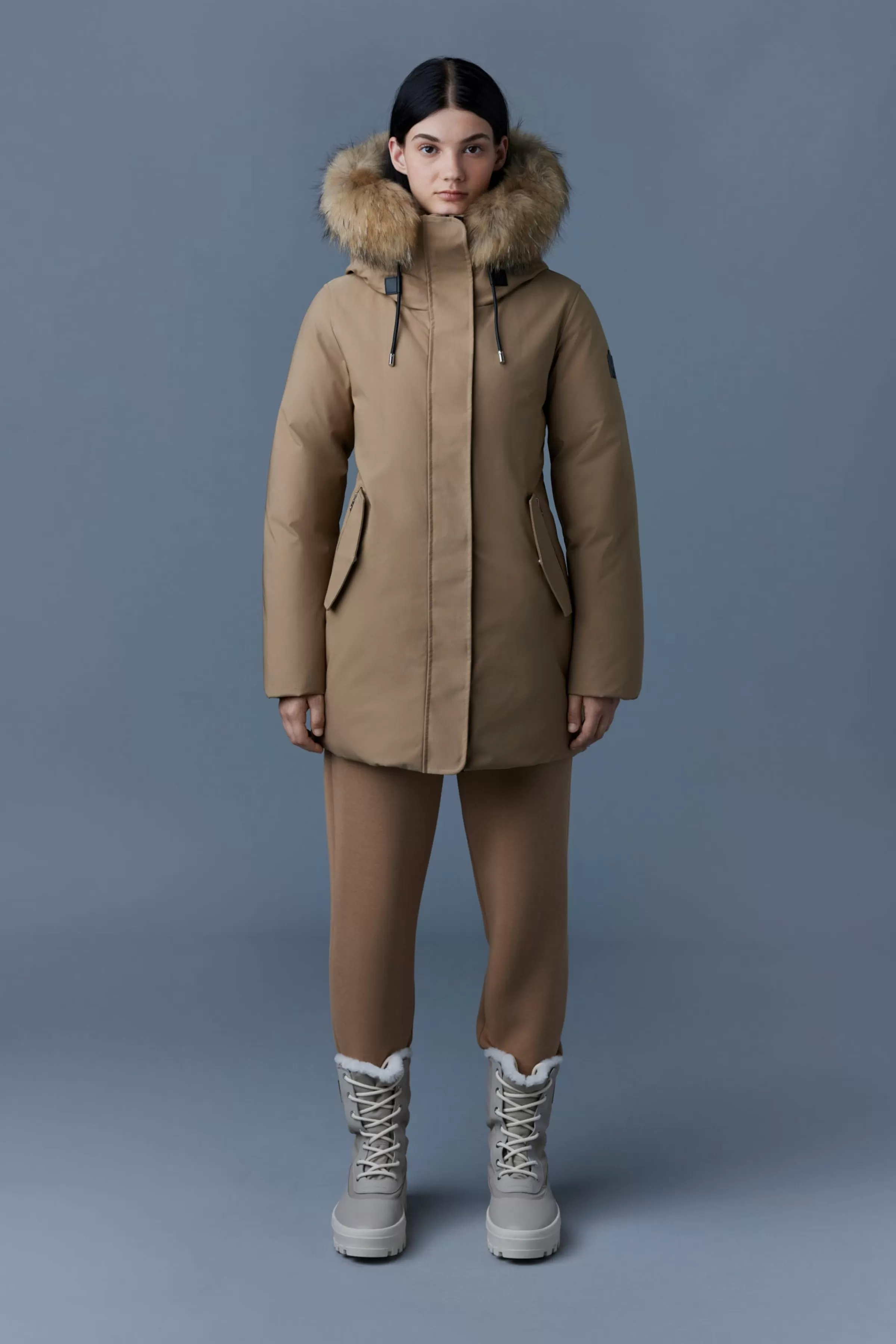 Kinslee, 2-in-1 Oversized Down Parka With Bib And Natural Fur For Ladies | ® US | Mackage Outlet