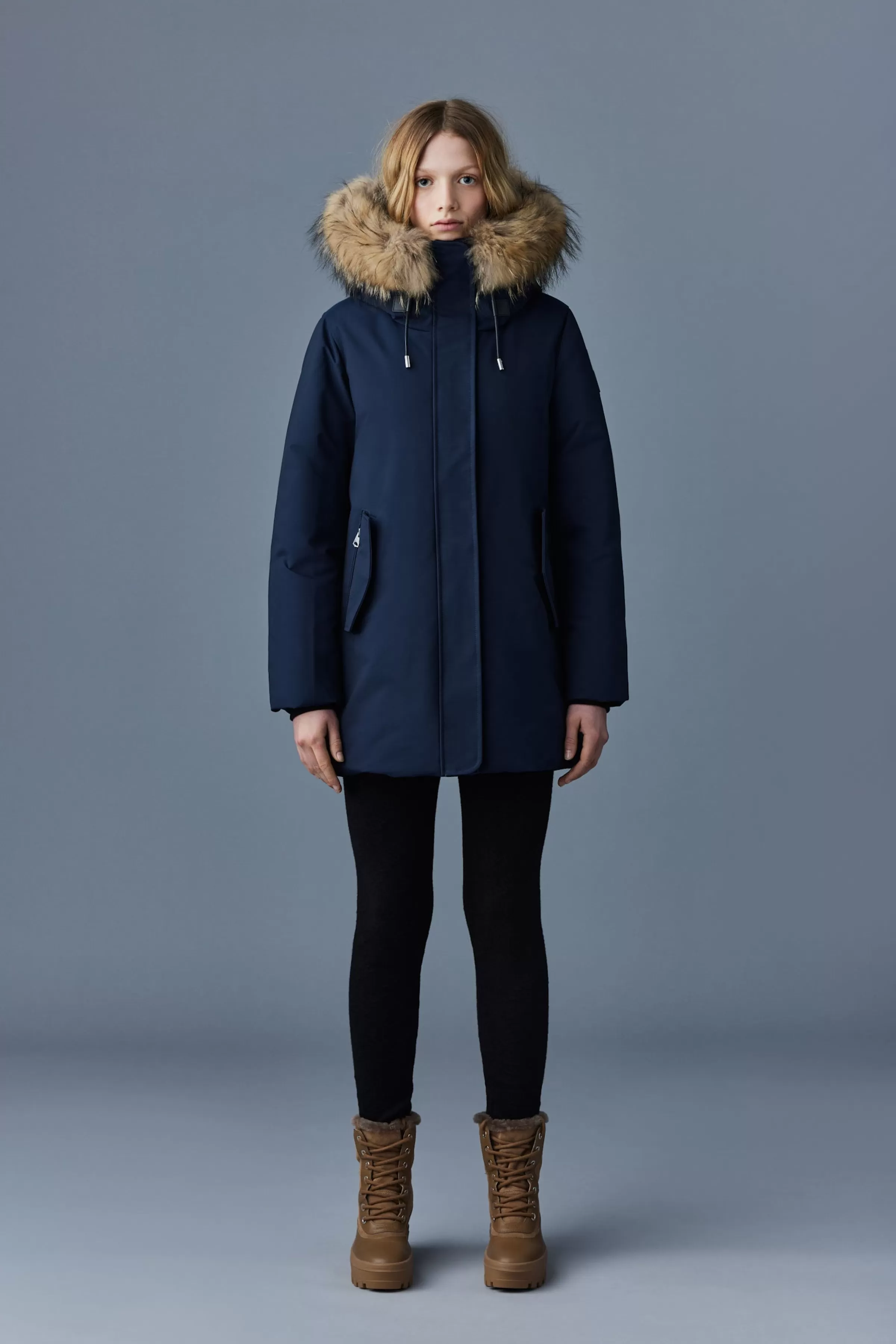 Kinslee, 2-in-1 Oversized Down Parka With Bib And Natural Fur For Ladies | ® US | Mackage Outlet