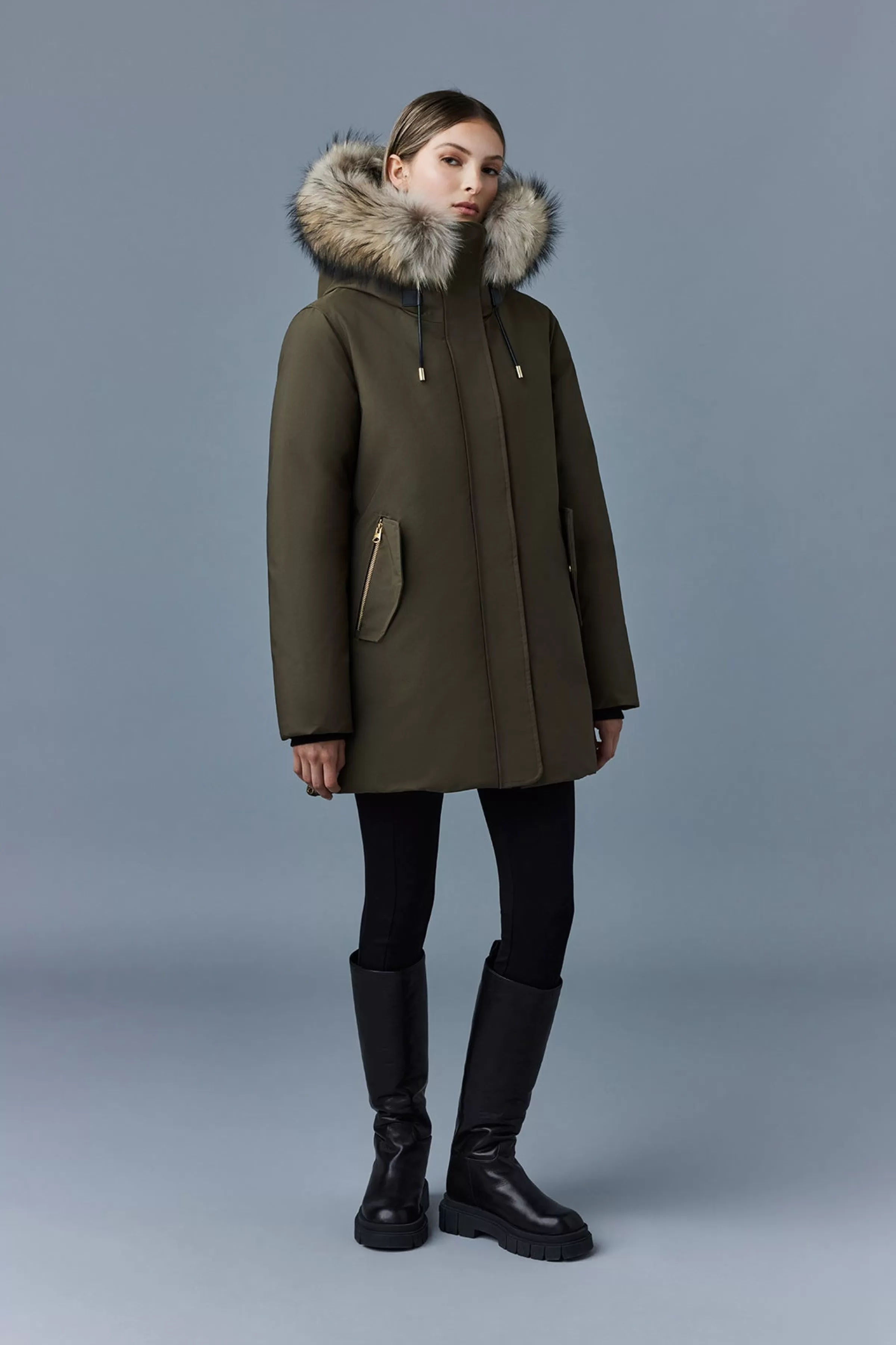 Kinslee, 2-in-1 Oversized Down Parka With Bib And Natural Fur For Ladies | ® US | Mackage Outlet