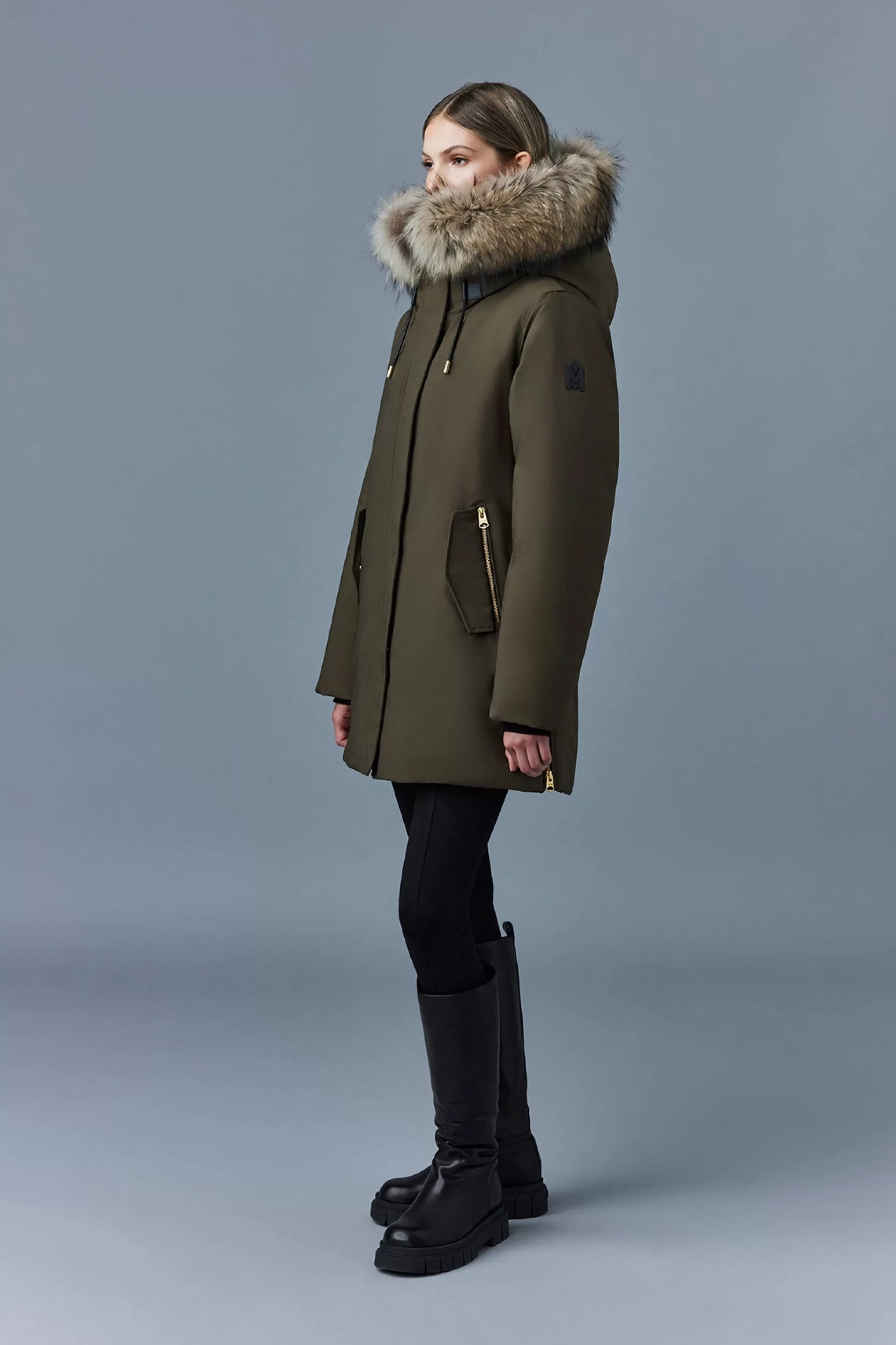 Kinslee, 2-in-1 Oversized Down Parka With Bib And Natural Fur For Ladies | ® US | Mackage Outlet