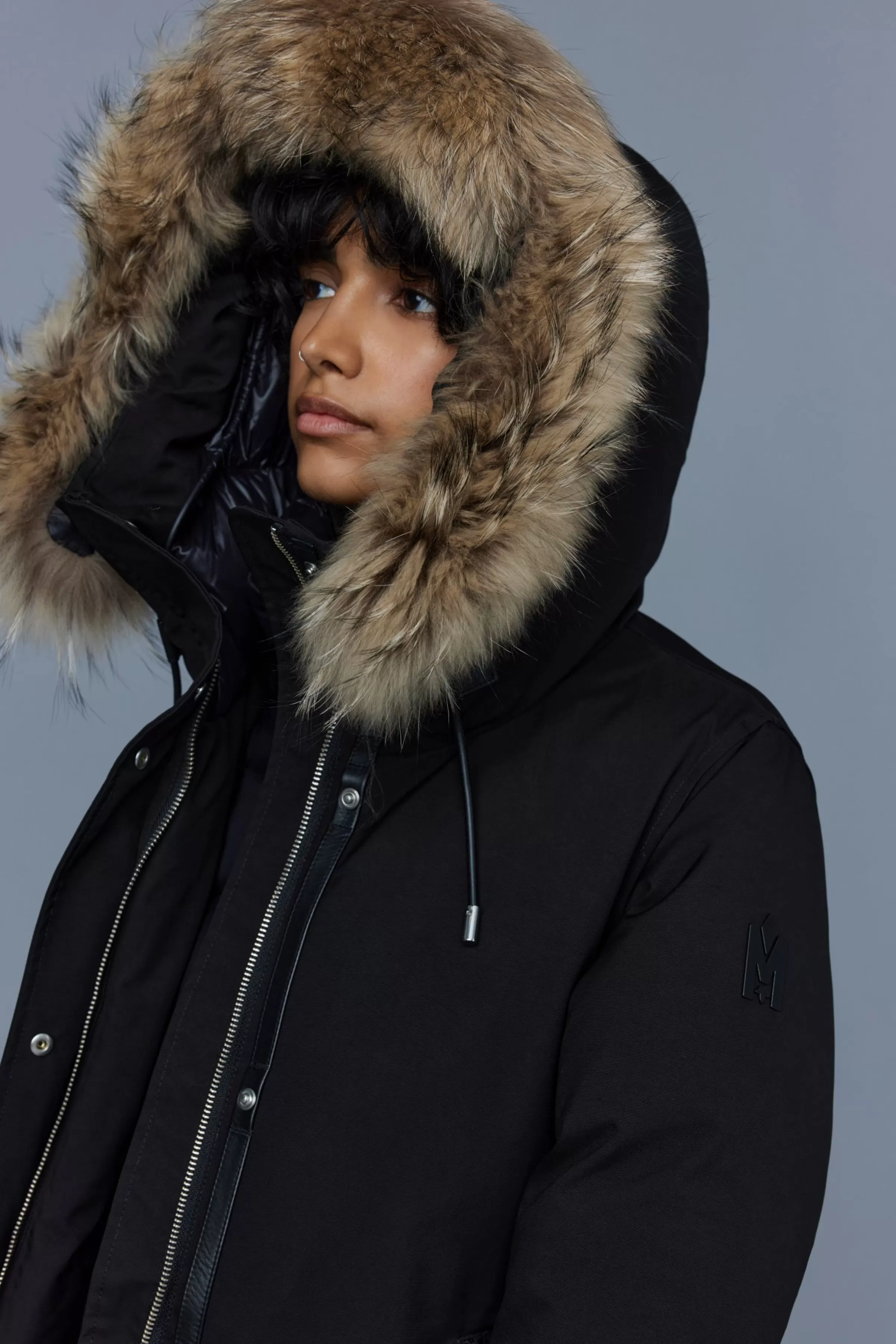 Kinslee, 2-in-1 Oversized Down Parka With Bib And Natural Fur For Ladies | ® US | Mackage Outlet