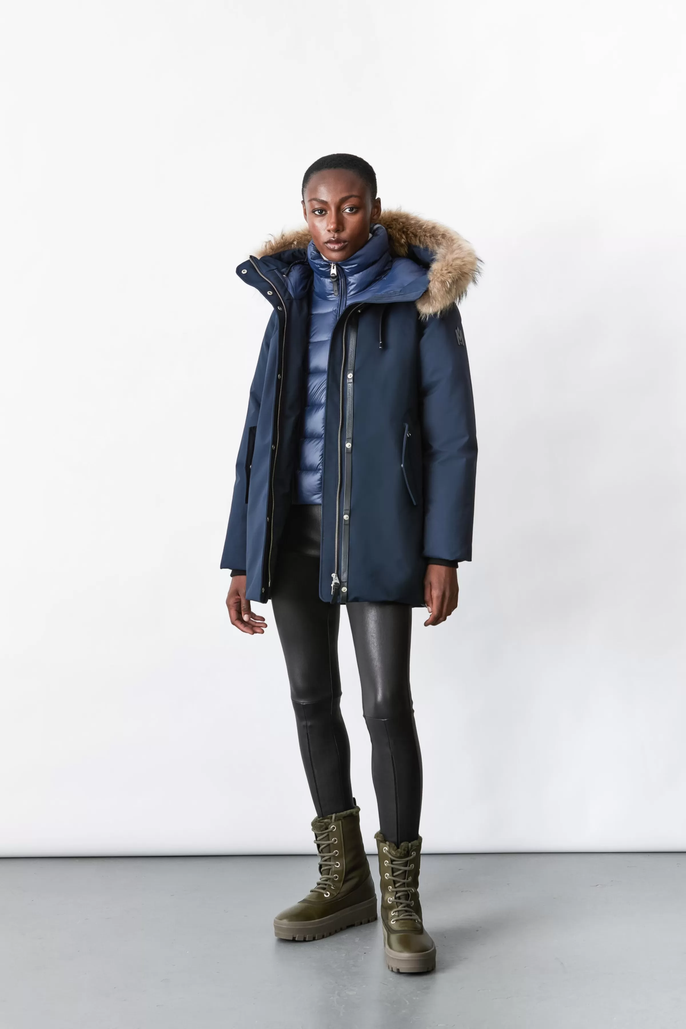 Kinslee, 2-in-1 Oversized Down Parka With Bib And Natural Fur For Ladies | ® US | Mackage Outlet