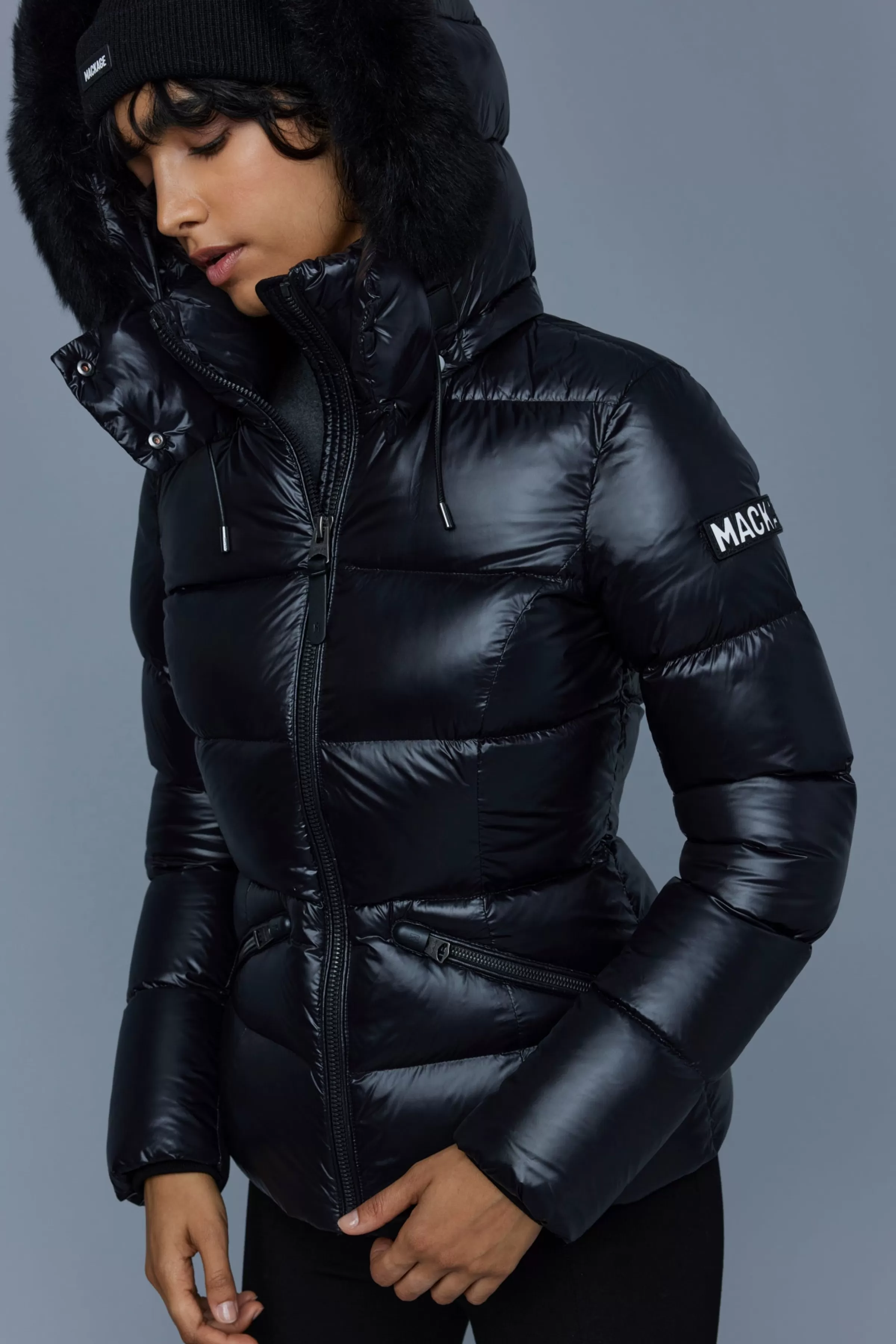 Madalyn, Lustrous Light Down Jacket With Shearling For Ladies | ® US | Mackage Online