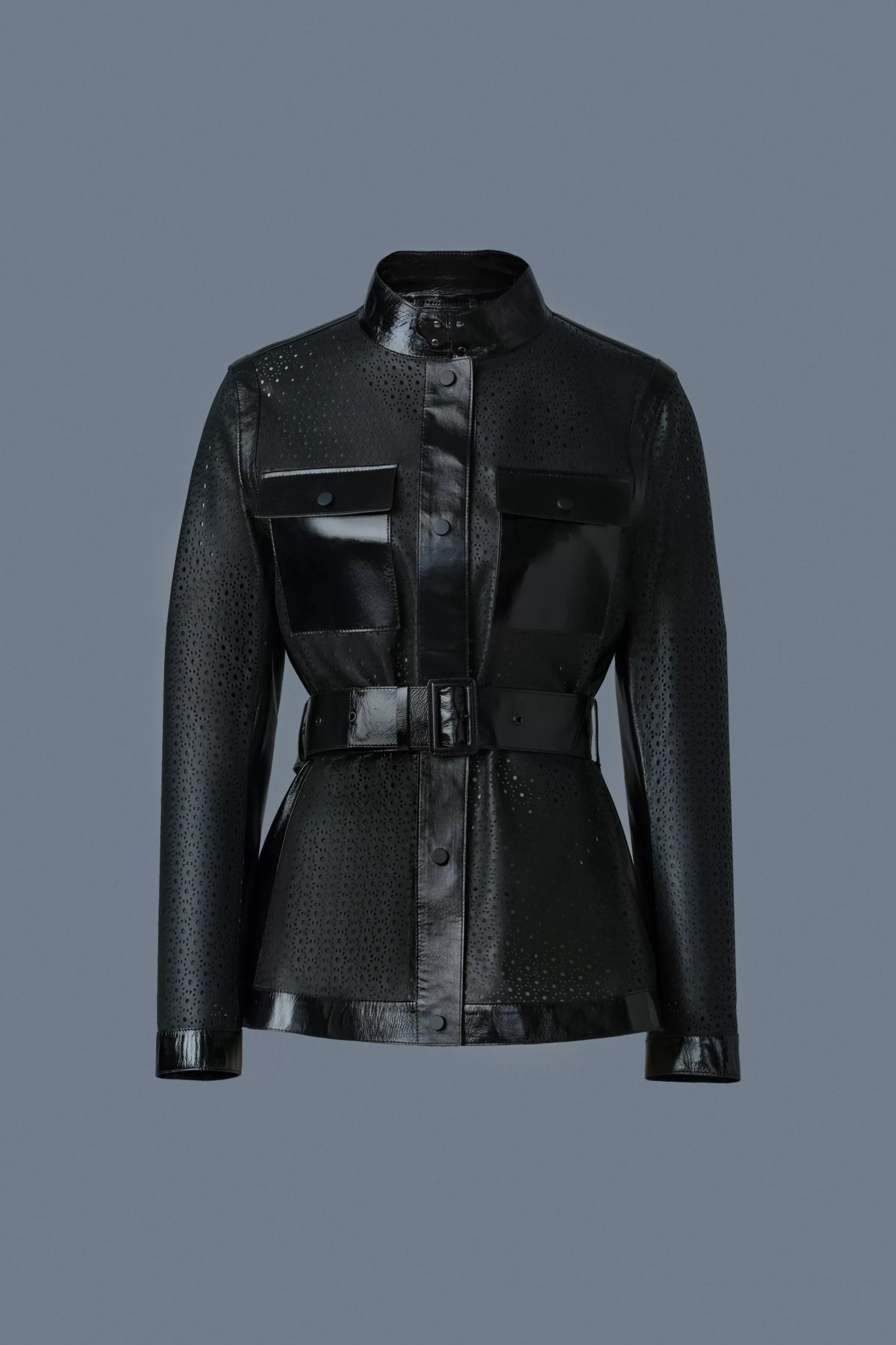 Naeva, Perforated Leather Peplum Jacket | ® US | Mackage New