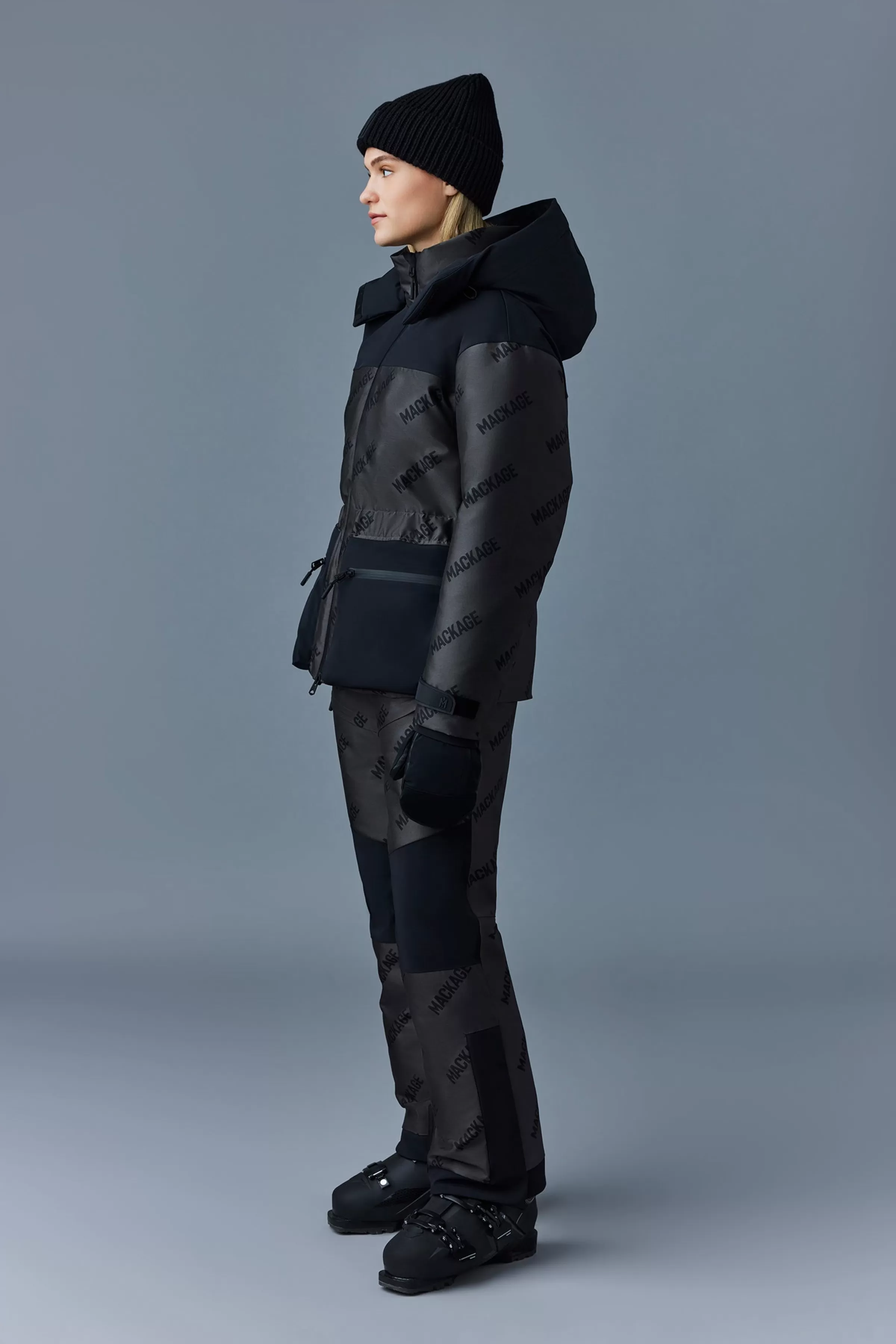 Nixie, Stretch Down Ski Jacket With Jacquard Logo Pattern For Ladies | ® US | Mackage Shop