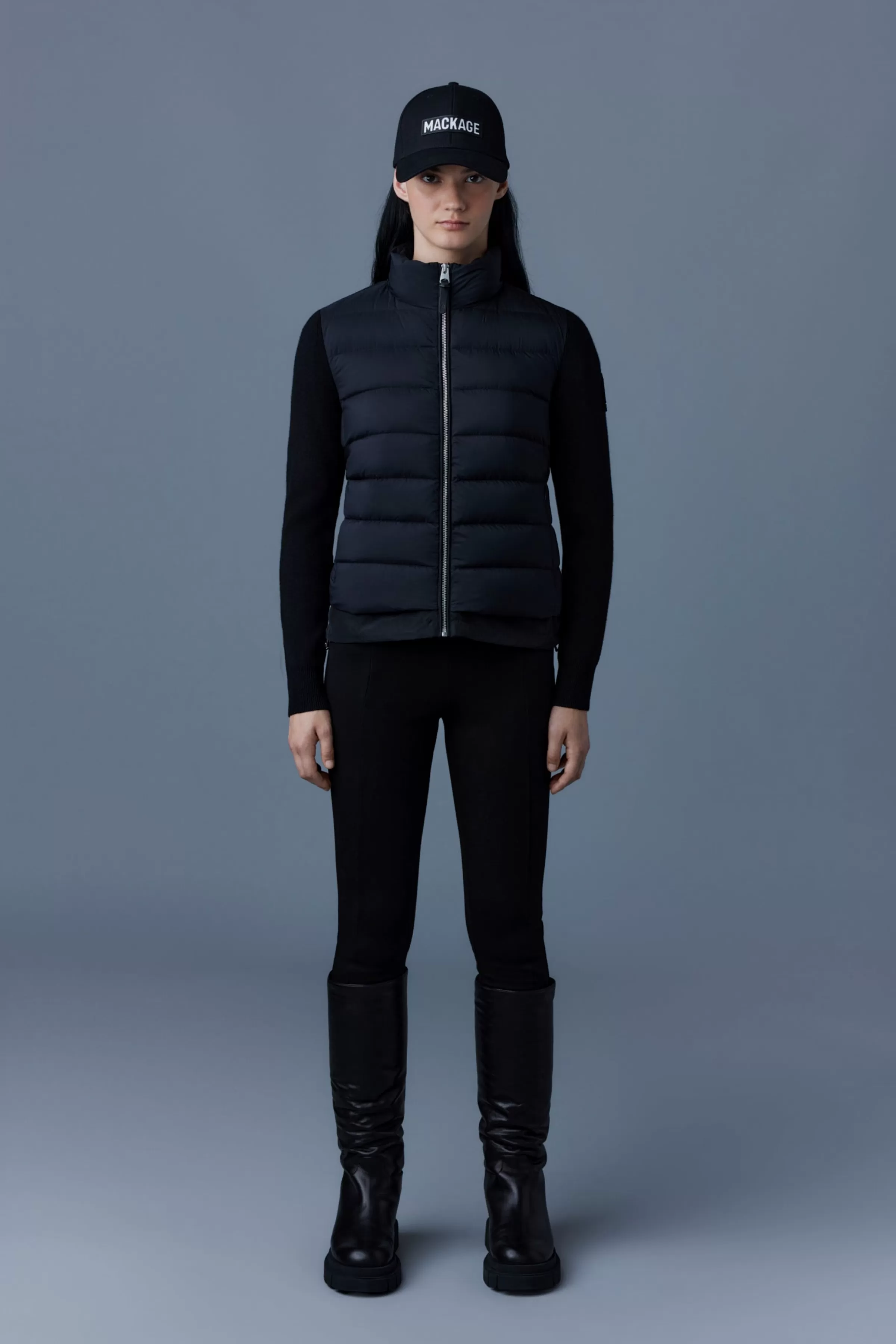 Oceane, Recycled Hybrid Jacket With Rib Knit Sleeves For Ladies | ® US | Mackage Best Sale