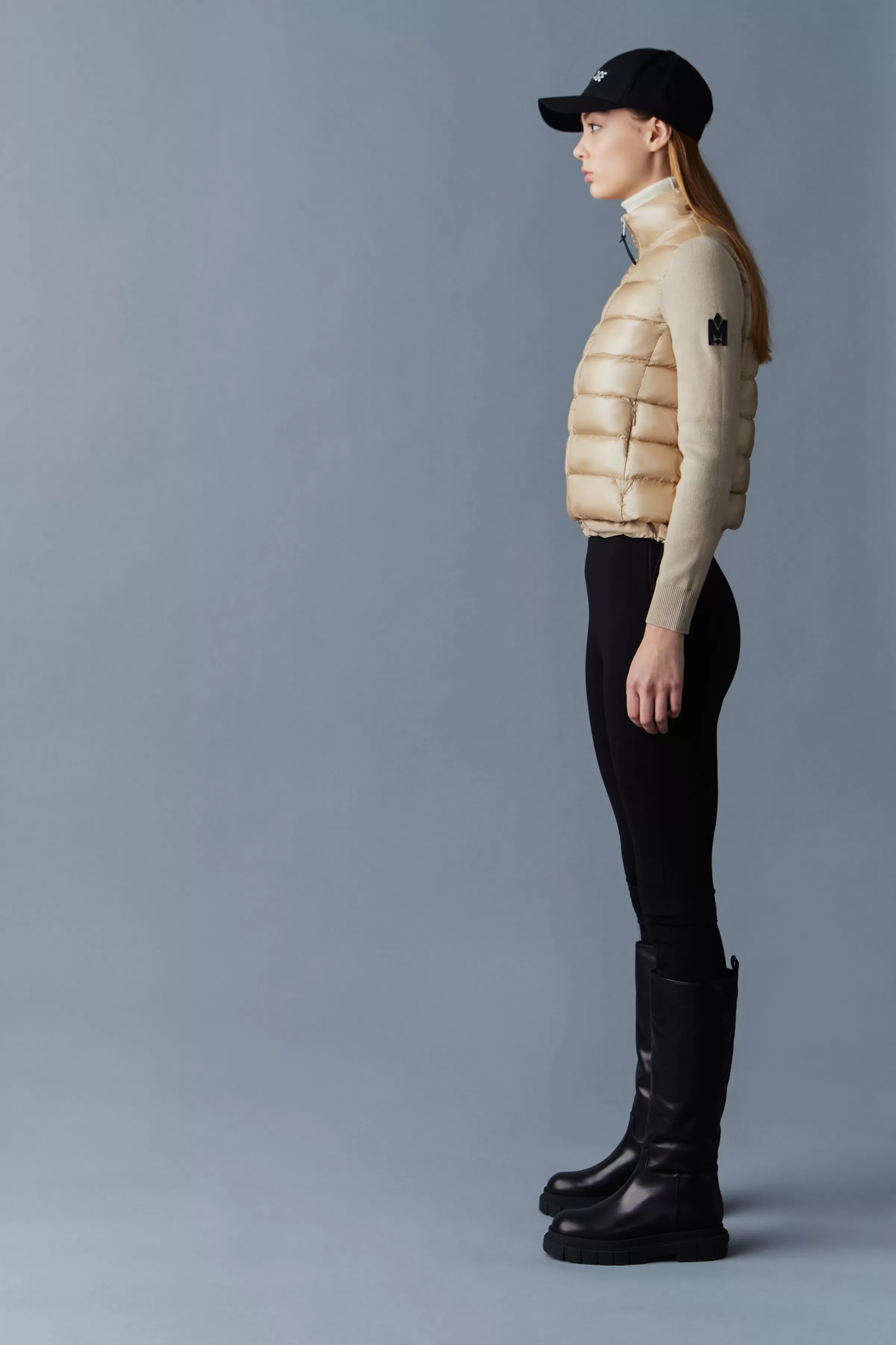 Oceane, Recycled Hybrid Jacket With Rib Knit Sleeves For Ladies | ® US | Mackage Online