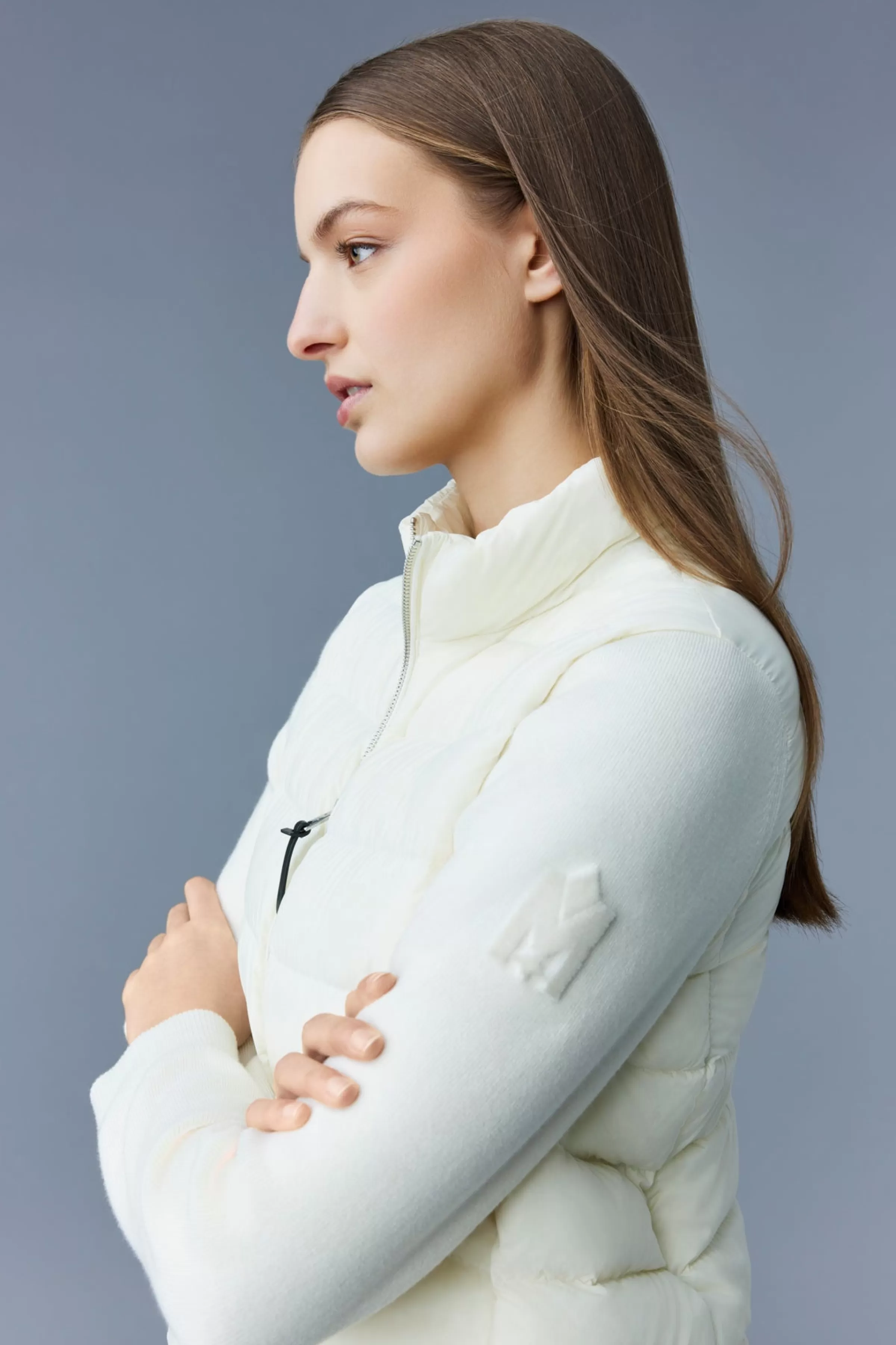 Oceane, Recycled Hybrid Jacket With Rib Knit Sleeves For Ladies | ® US | Mackage Online
