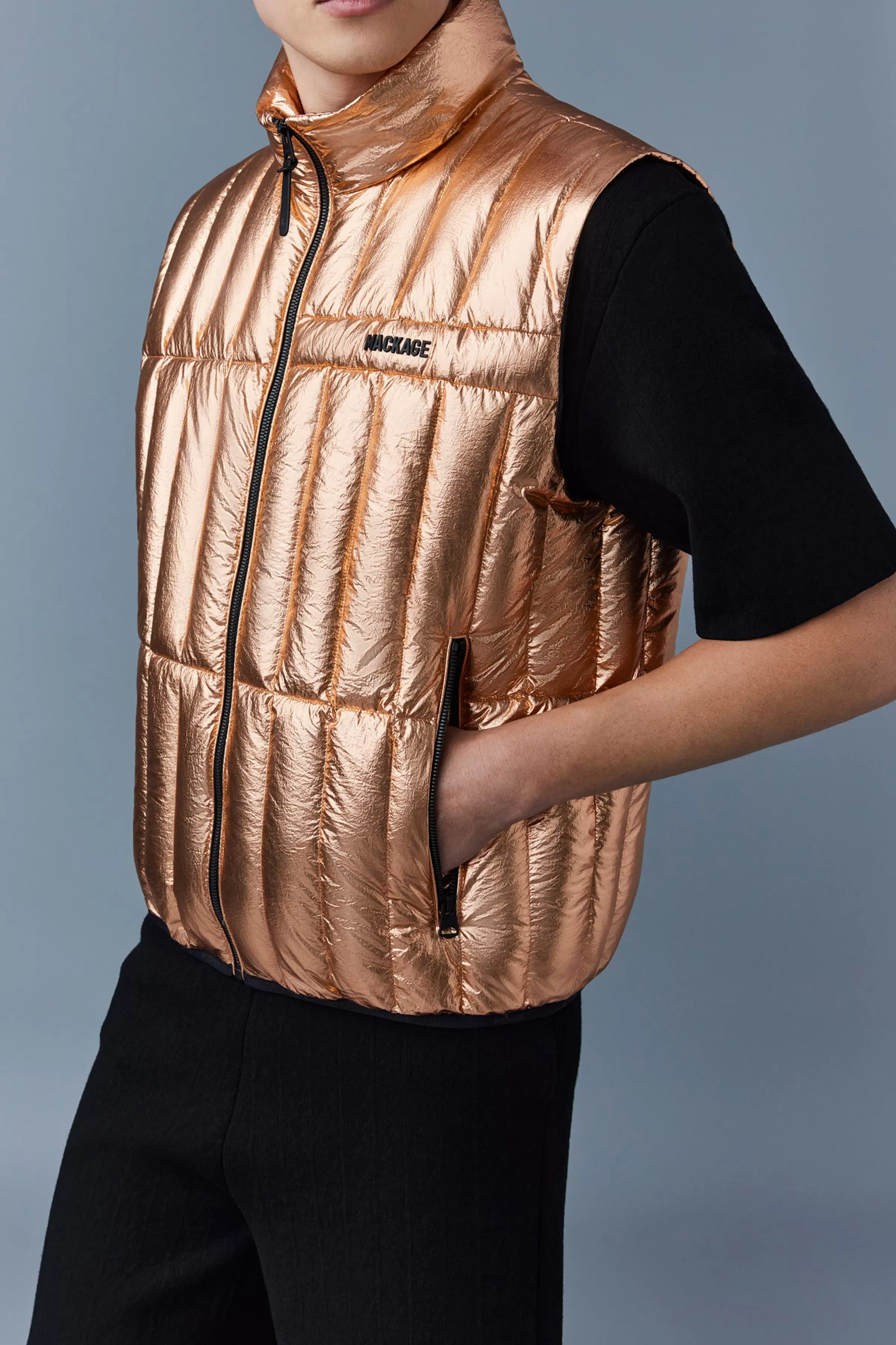 Patrick-M, Metallic Laminate Light Down Vest | ® US | Mackage Shop