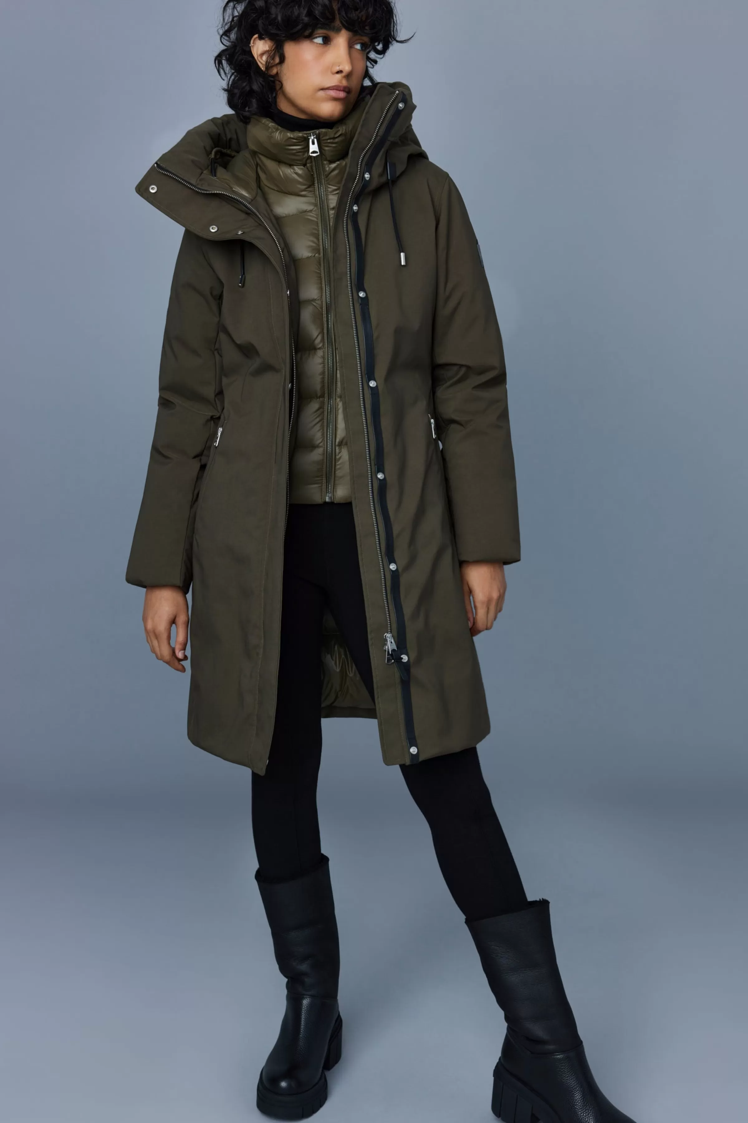 Shiloh, 2-in-1 Fitted Down Coat With Removable Bib For Ladies | ® US | Mackage Clearance