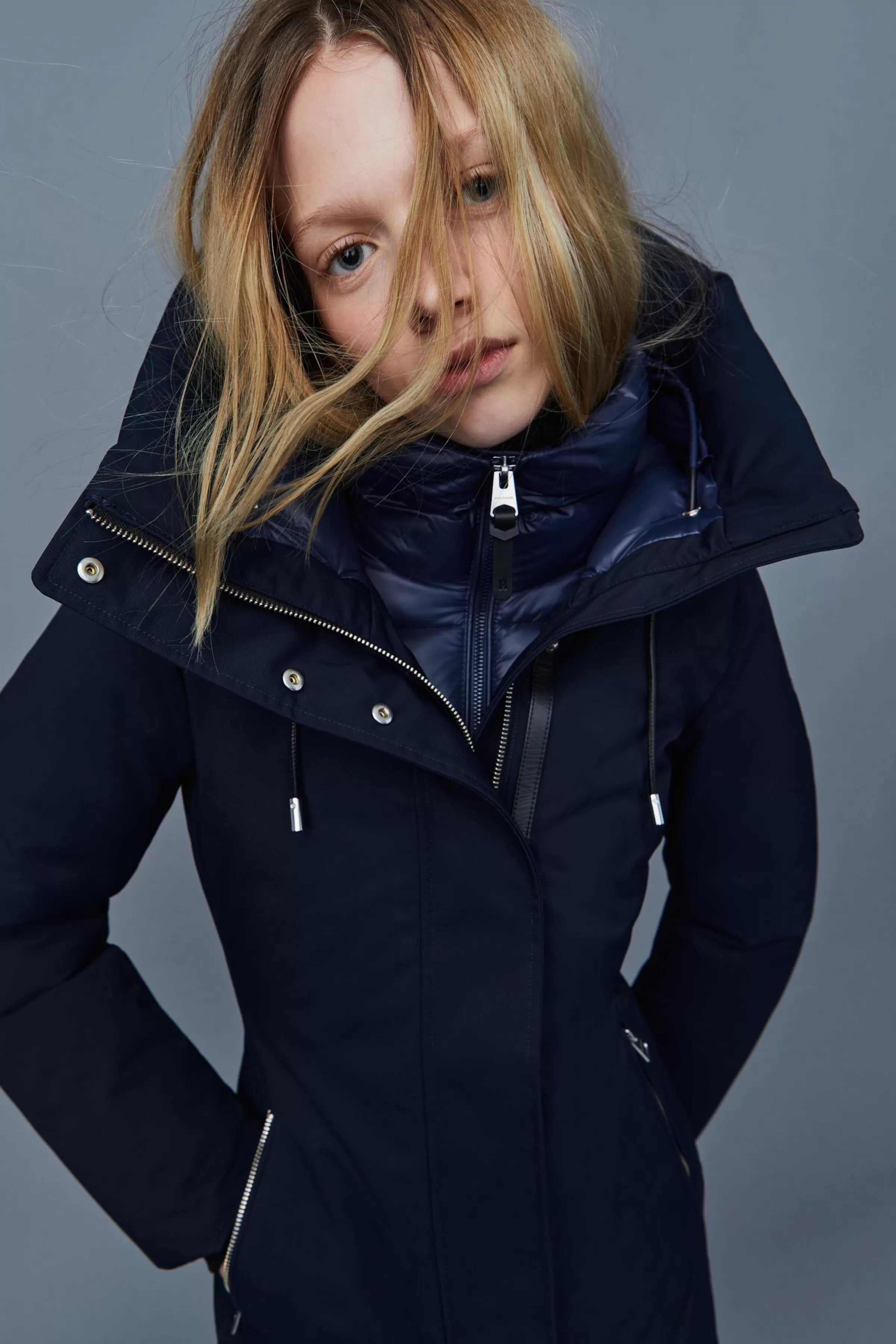 Shiloh, 2-in-1 Fitted Down Coat With Removable Bib For Ladies | ® US | Mackage Clearance