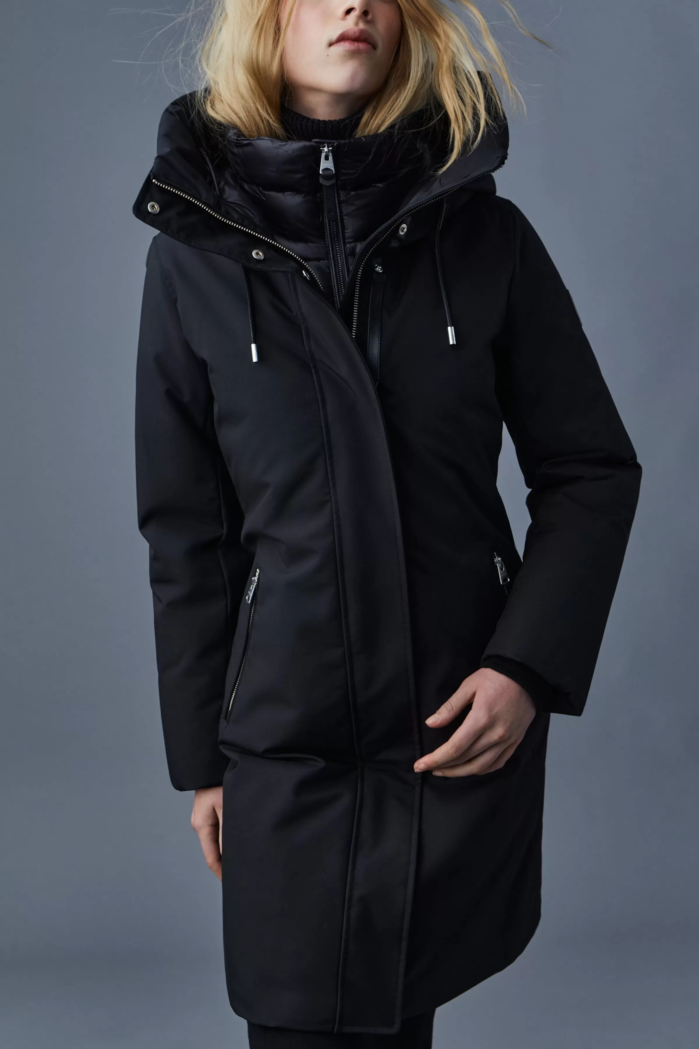 Shiloh, 2-in-1 Fitted Down Coat With Removable Bib For Ladies | ® US | Mackage Clearance