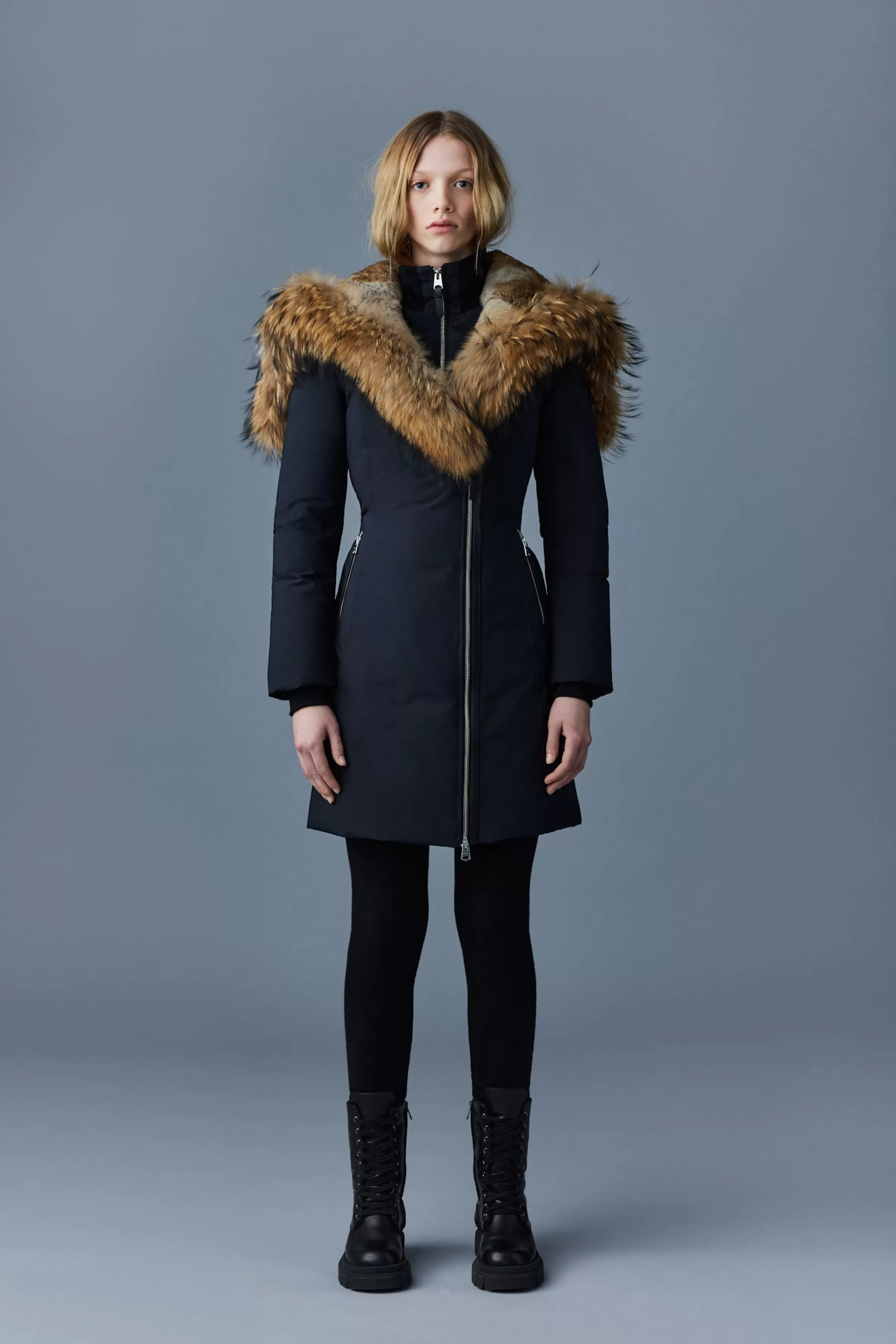 Trish, Powder Touch Down Coat With Natural Fur Signature Collar For Ladies | ® US | Mackage Store
